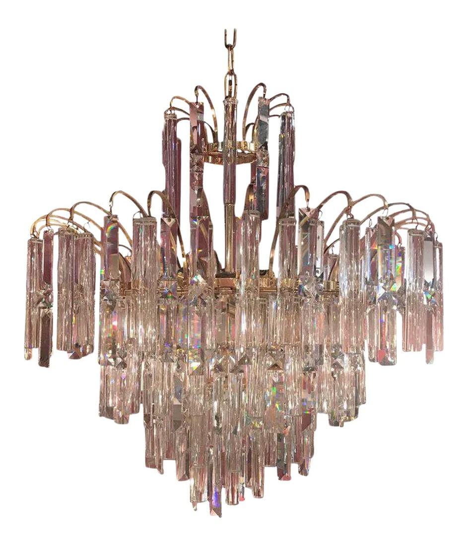 Vintage Crystal and Gold Plated Mid-Century Modern Chandelier (1 of 10)