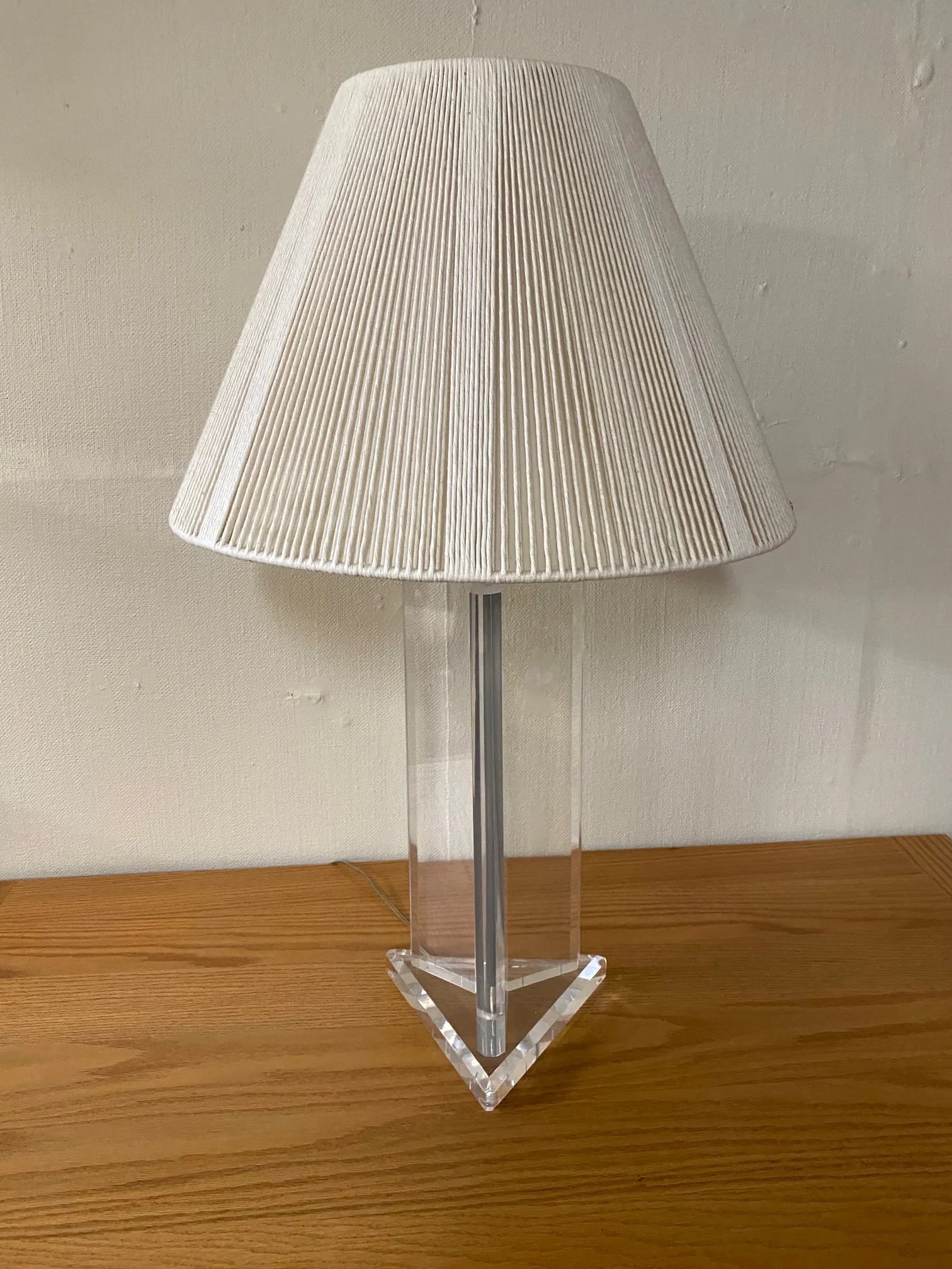 Vintage Lucite Lamp With Original String Shade - 2