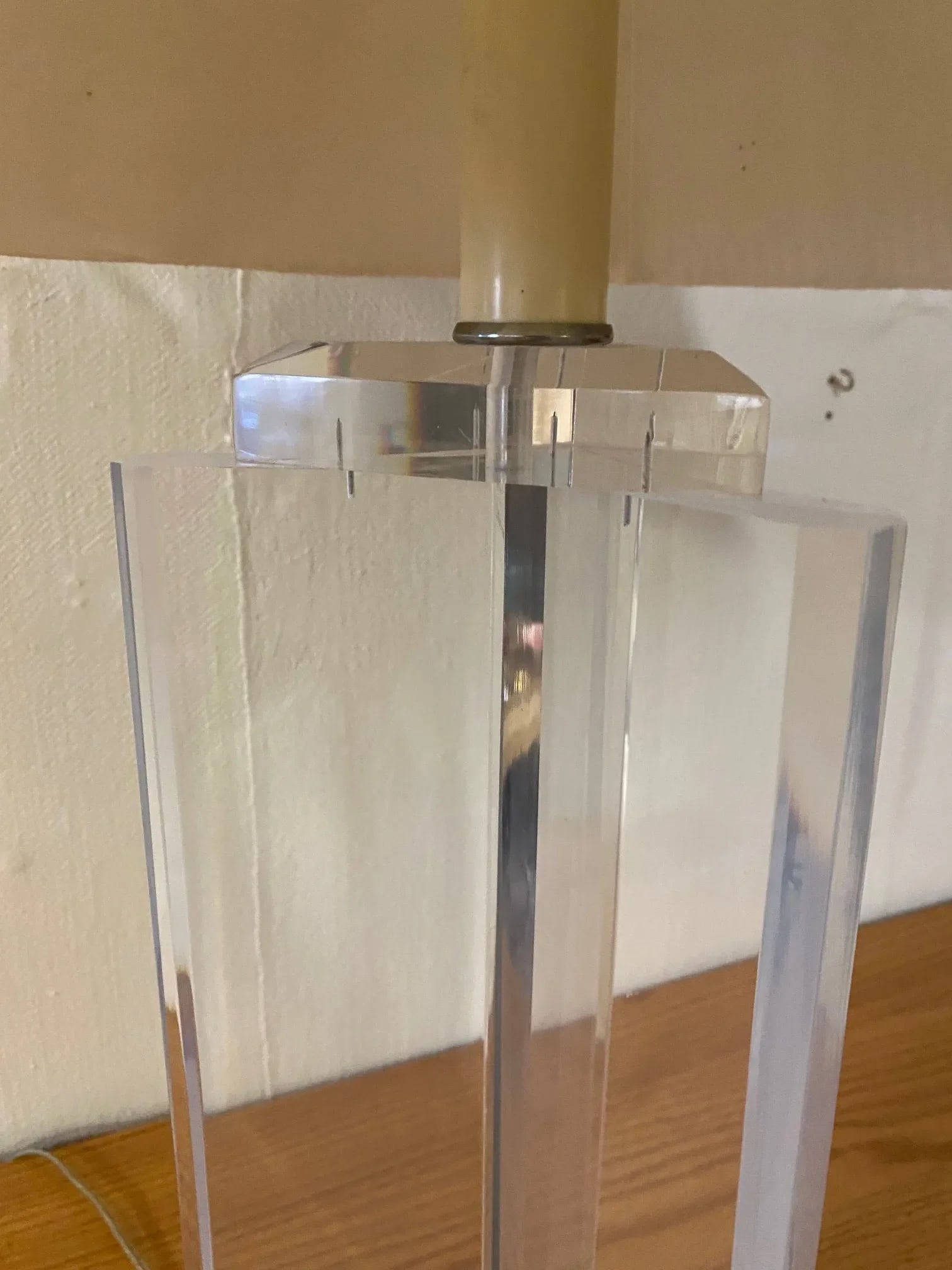 Vintage Lucite Lamp With Original String Shade - 3