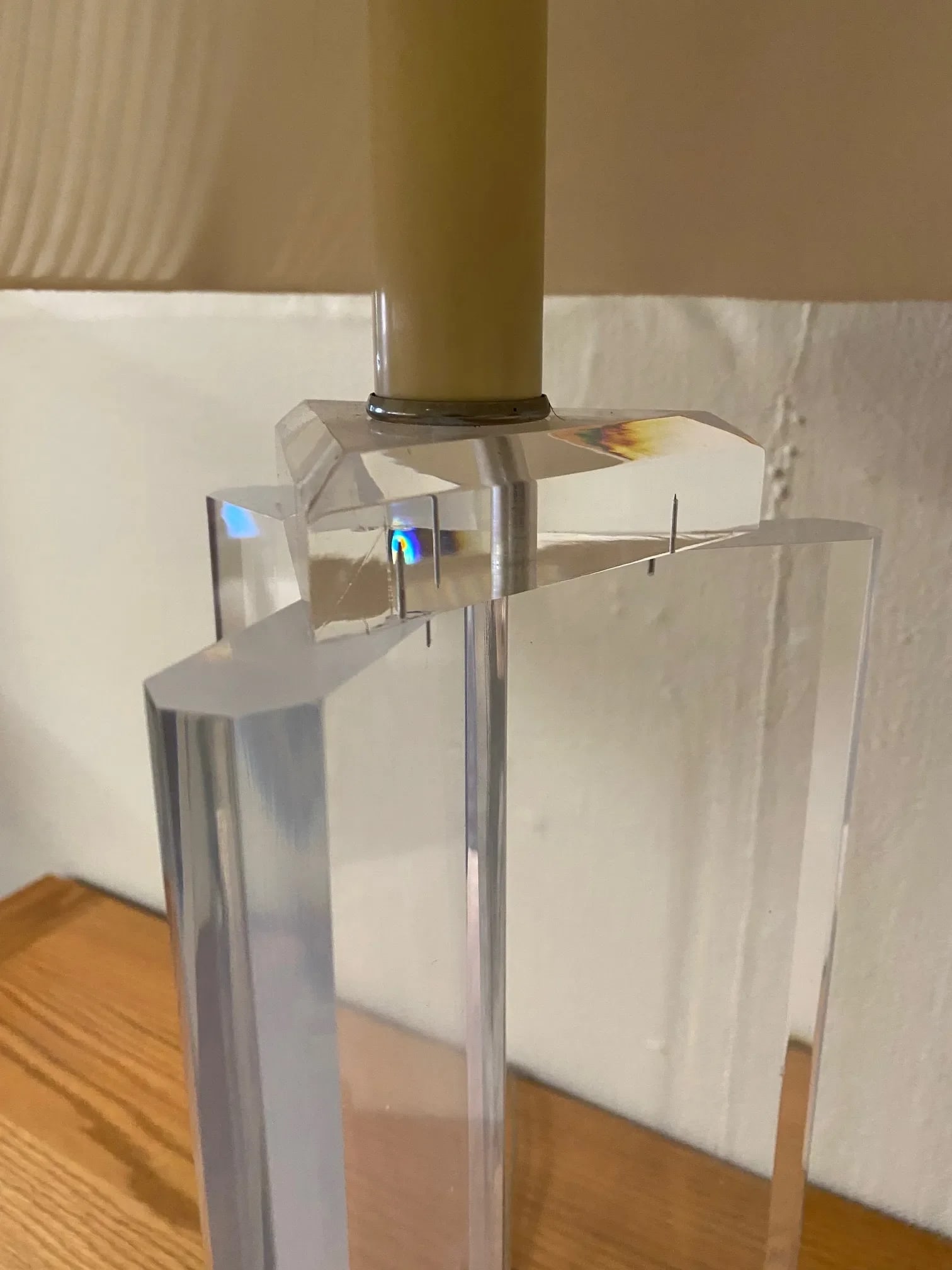 Vintage Lucite Lamp With Original String Shade - 6