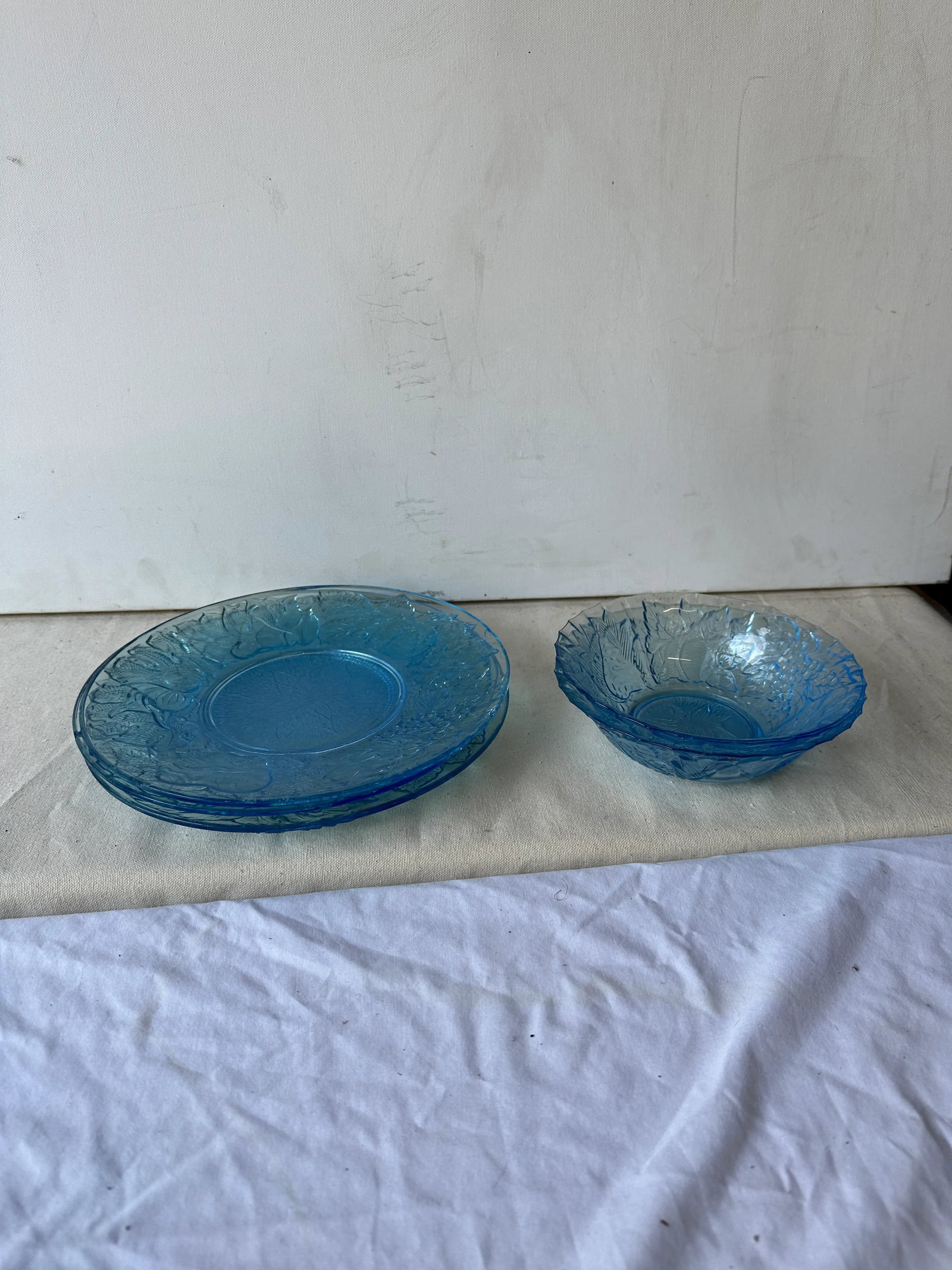 Set of 5 1970s Blue Glass Plates - 10