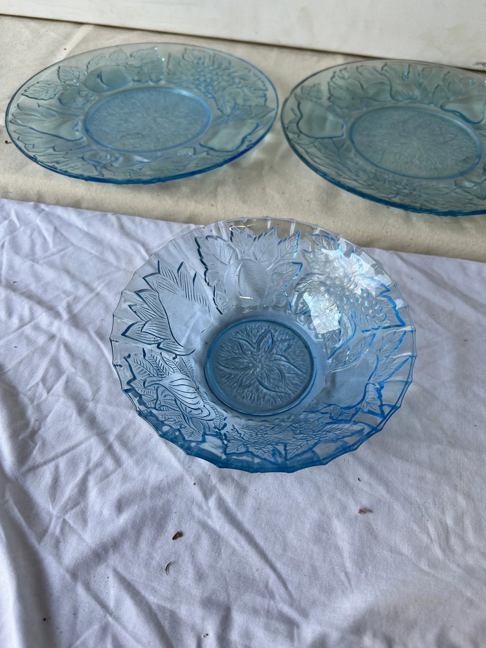 Set of 5 1970s Blue Glass Plates - 2