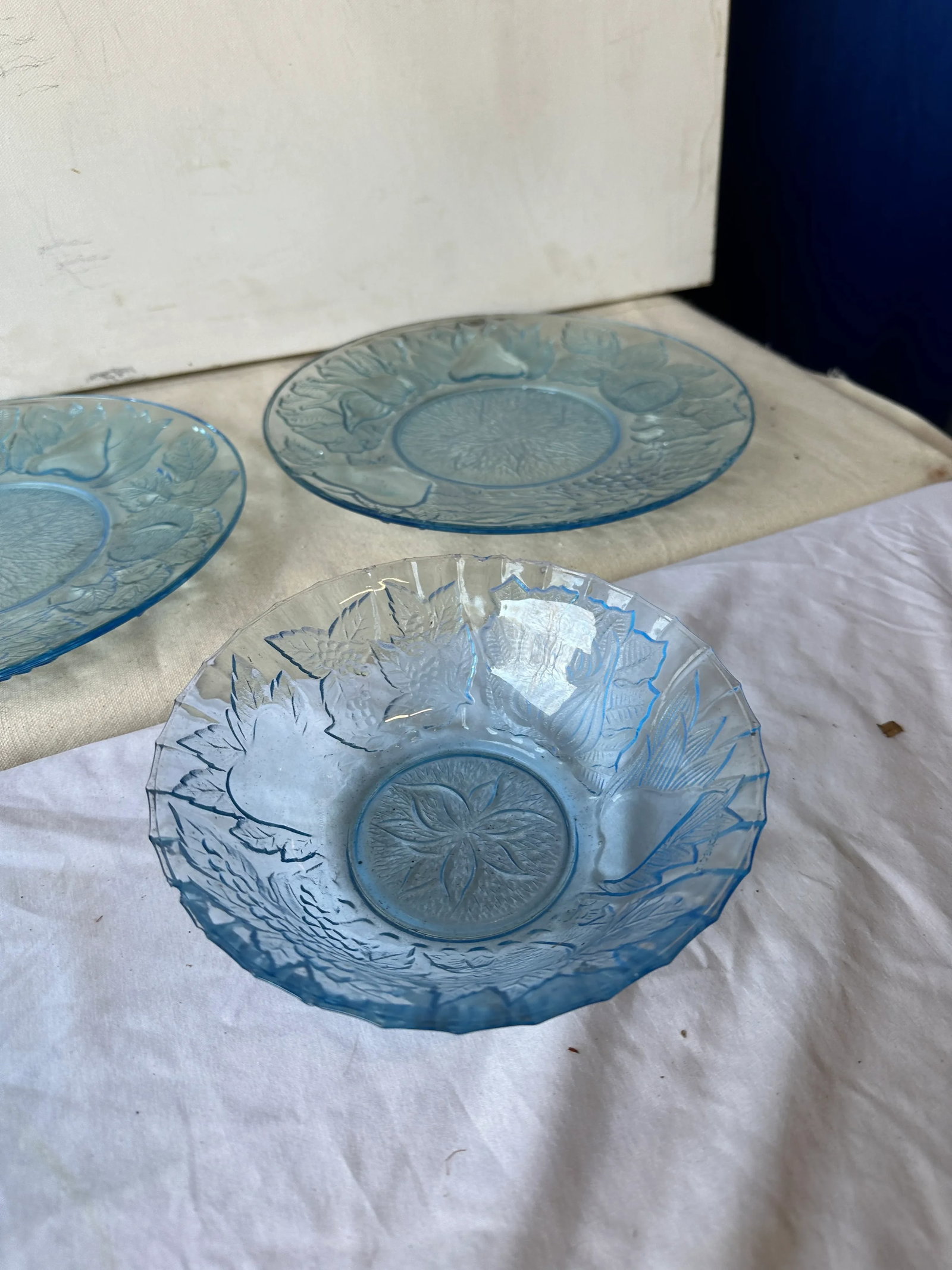 Set of 5 1970s Blue Glass Plates - 5