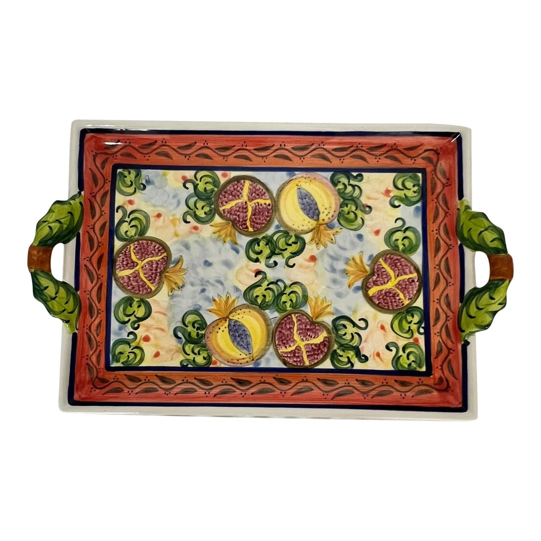 Hand Painted Pomegranate Platter, Portugal (1 of 2)