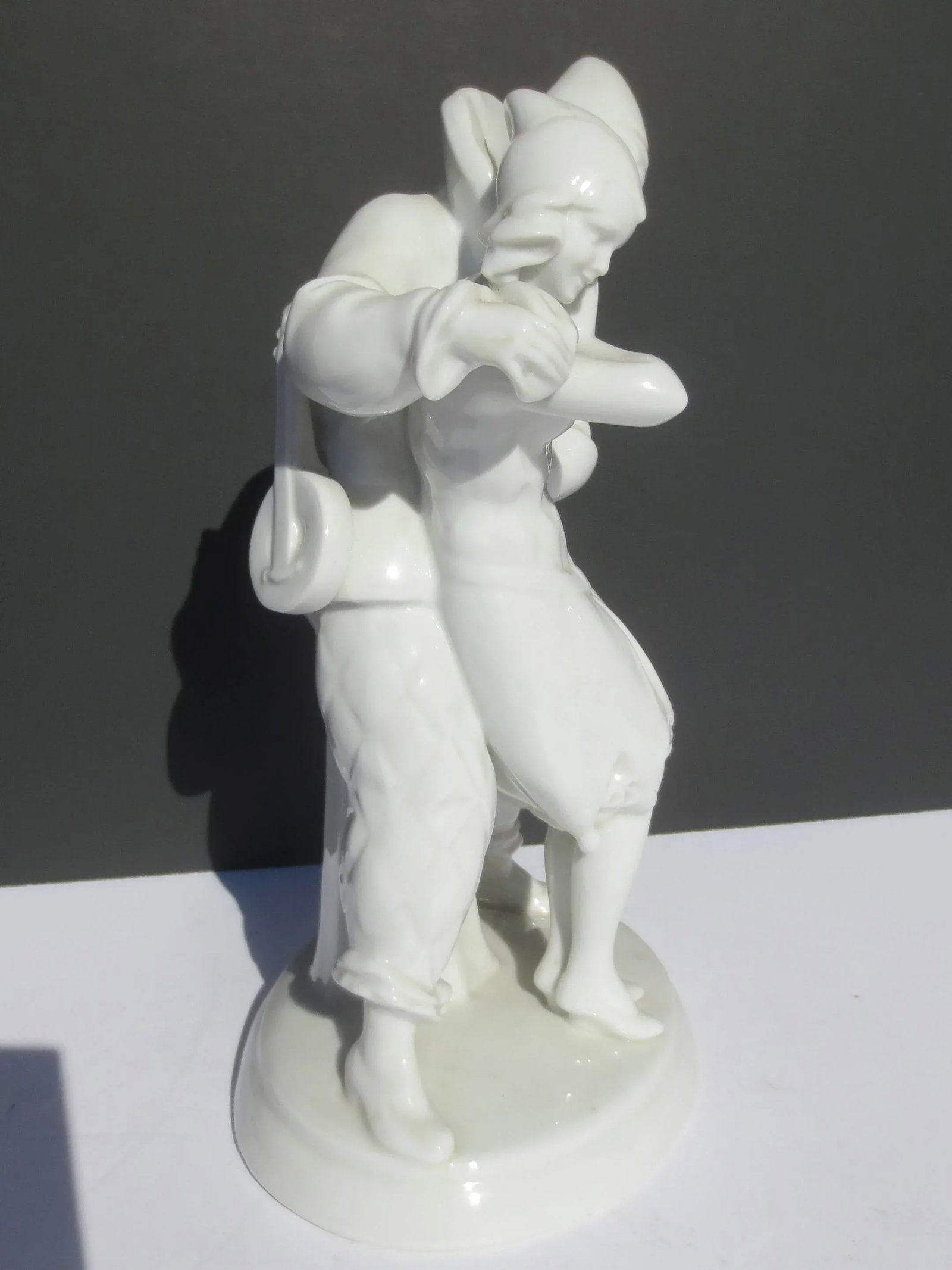 Pierrot and Pierrette Blanc De Chine Porcelain Figures Circa 1920's - 3