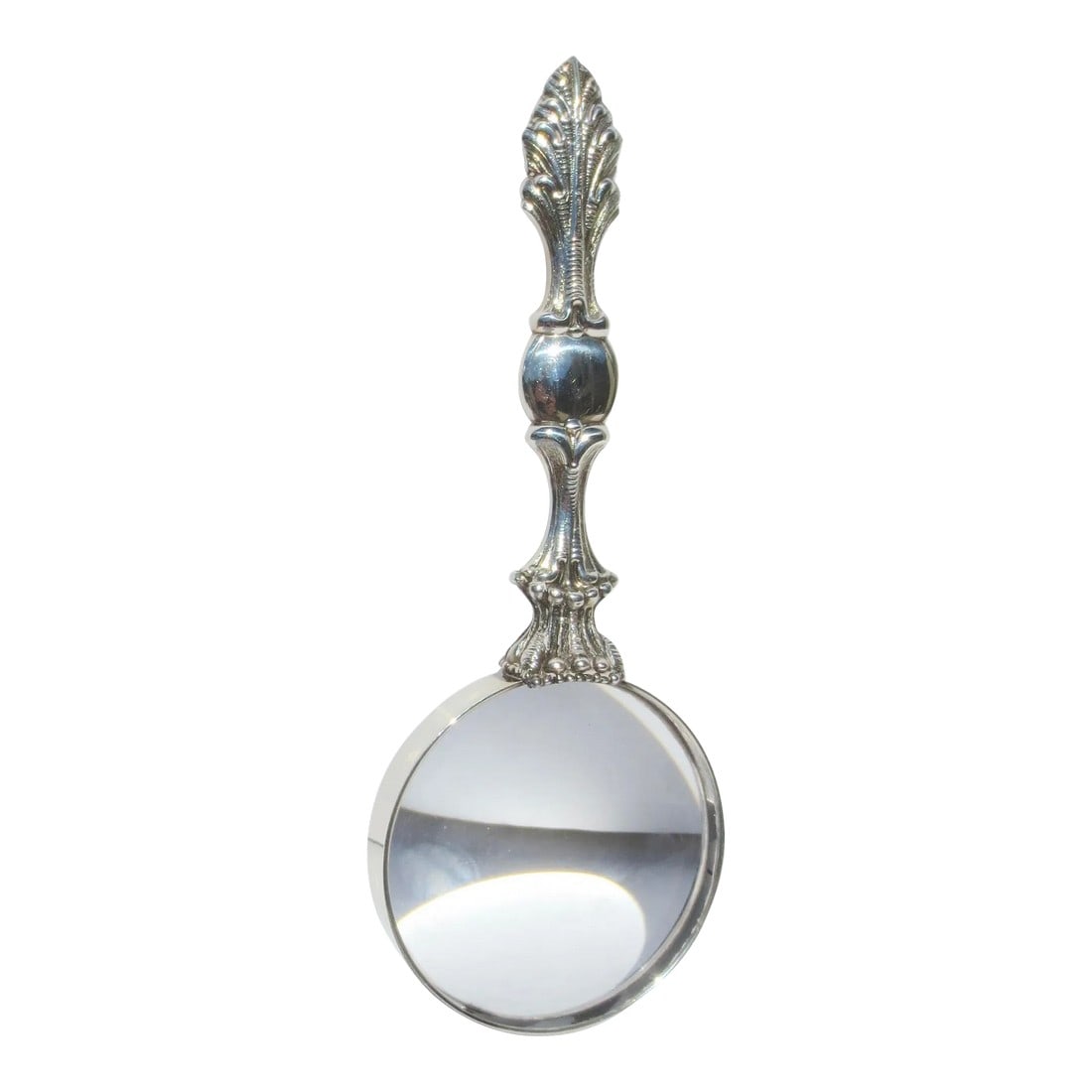 Bucellati Sterling Silver Magnifying Glass Circa 70s': Bucellati Sterling Silver Magnifying Glass Circa 70s' Ornate and terrific sculptural handle on a very functional magnifying glass. Smart traditional Italian Baroque flavor design. The measurements are