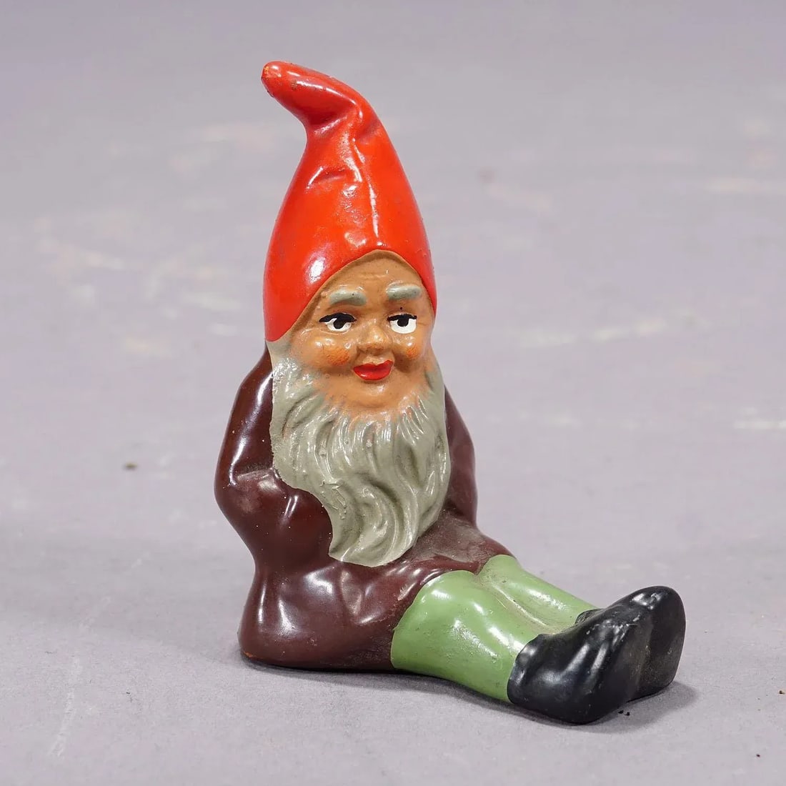 Lot of Four Tiny Terracotta Garden Gnomes, Germany Ca. 1950s - 7