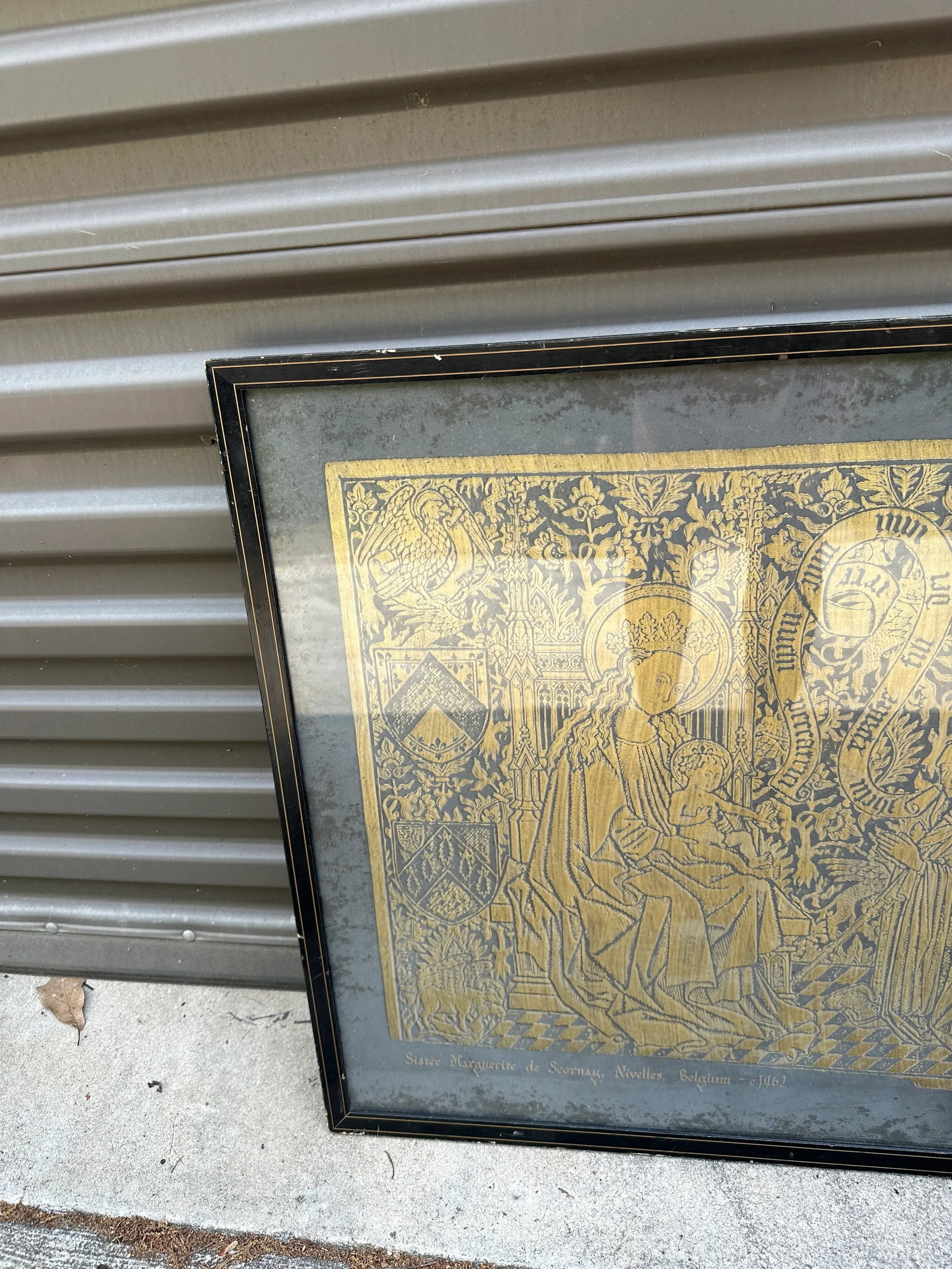 1970s Brass Framed Antique Rubbing - 2