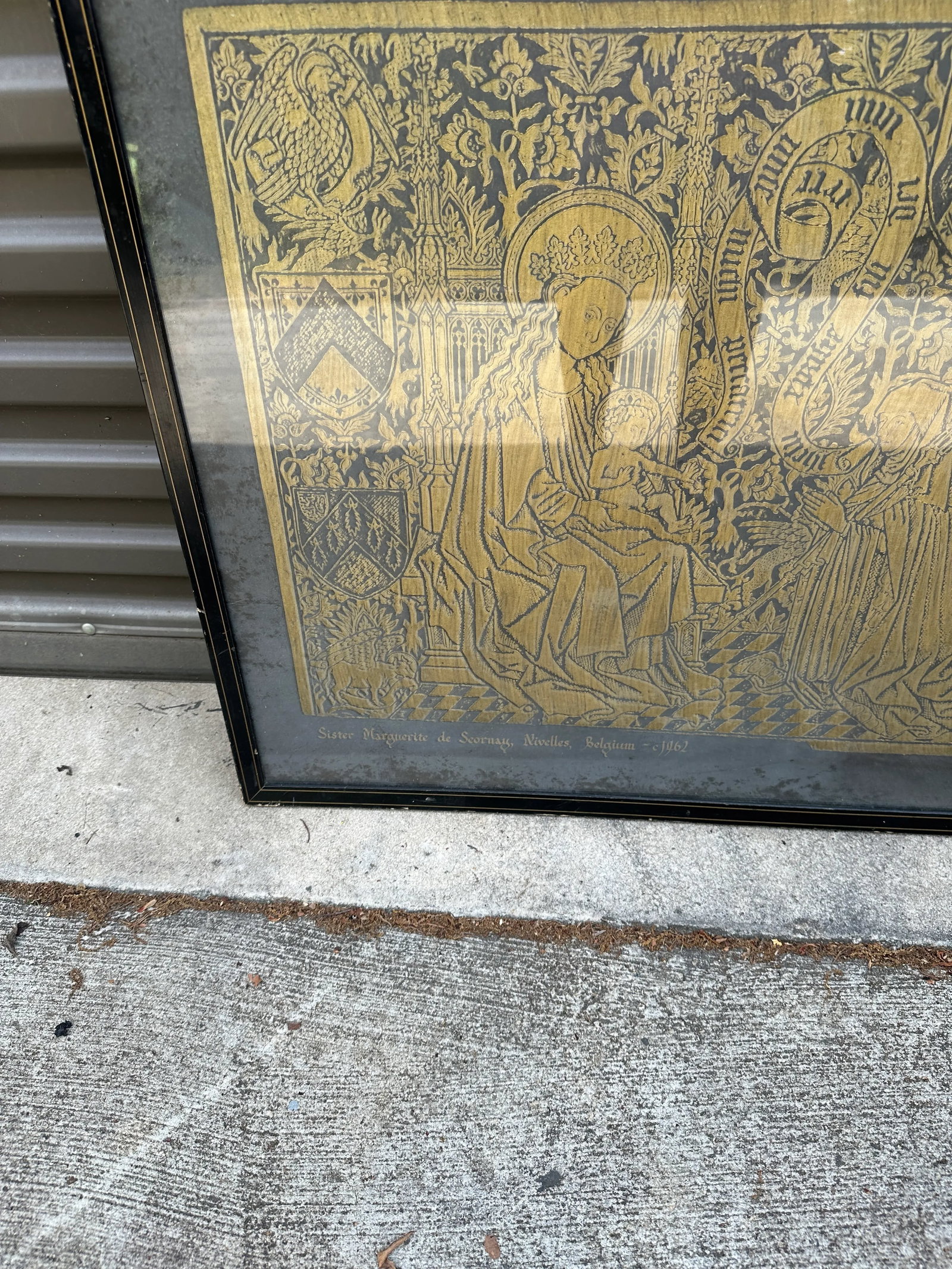 1970s Brass Framed Antique Rubbing - 3