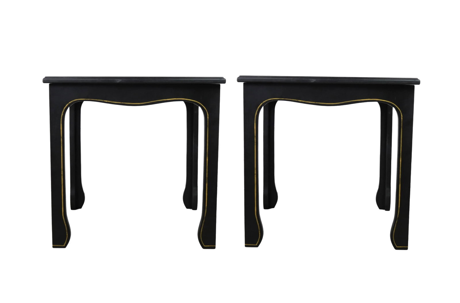 Pair of Hand Painted Chinoiserie Side Tables in Gold With Black Background - 4