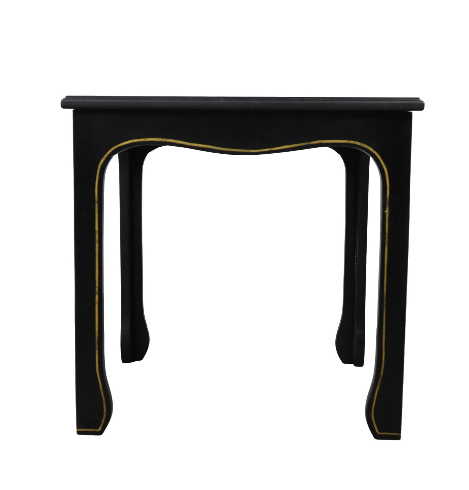 Pair of Hand Painted Chinoiserie Side Tables in Gold With Black Background - 5