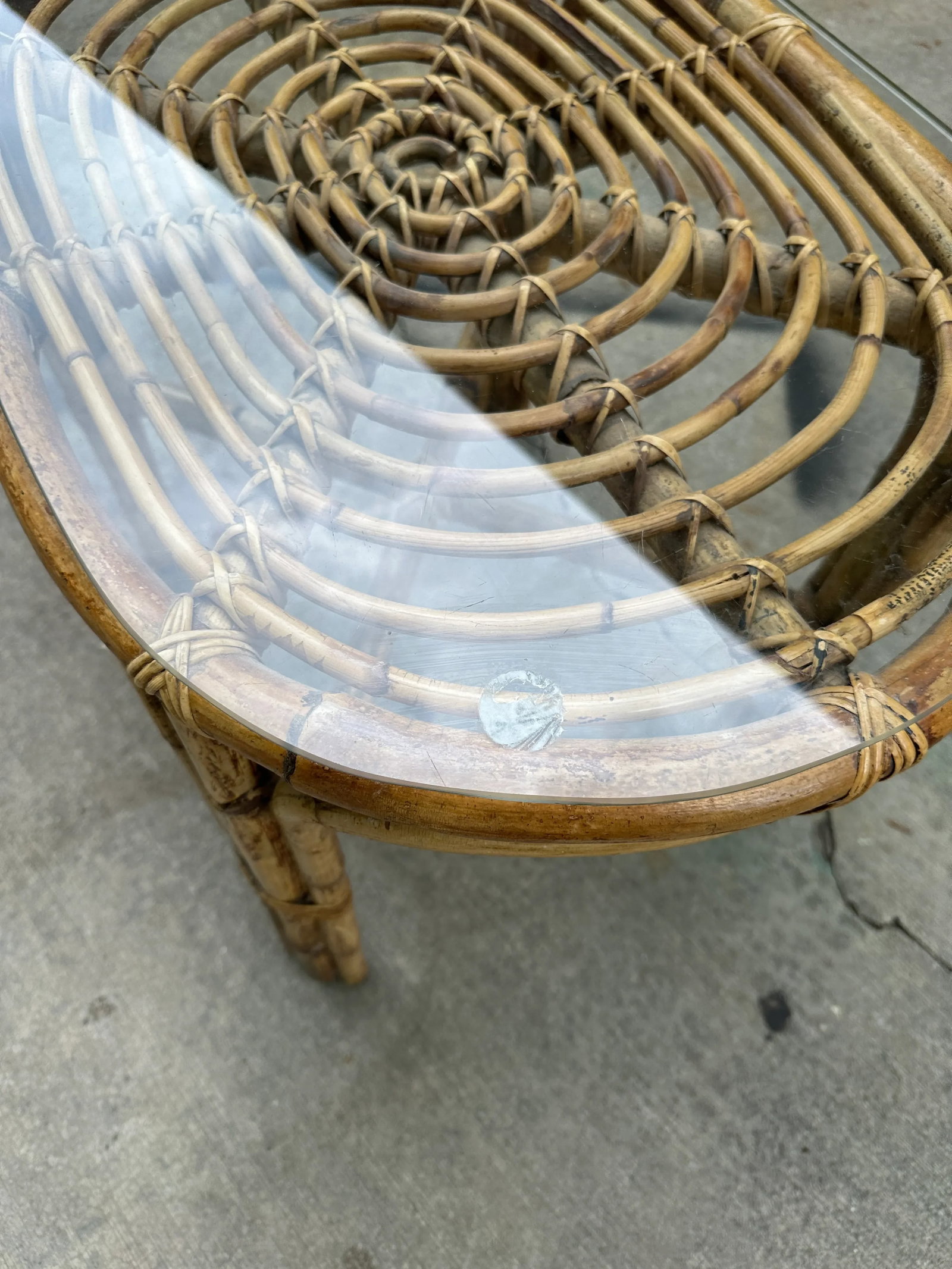 1970s Boho Chic Wicker Side Table With Glass Top - 8