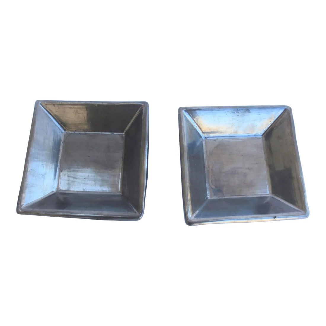 Pair of Donna Rosa Terra Cotta Trays -Pair of 2: Terra Cotta trays by Dona Rosa Oaxaco Mexico. Widely recognized pottery by Dona Rosa with the strange shiny black glazes, created by hand polishing to the clay before firing in a carbon-filled kiln.
