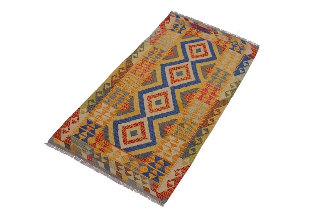 Bohemian Kilim Hand-Woven Wool Rug -3'5" X 6'4" - 2