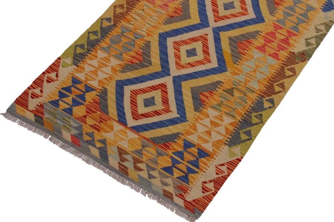 Bohemian Kilim Hand-Woven Wool Rug -3'5" X 6'4" - 3