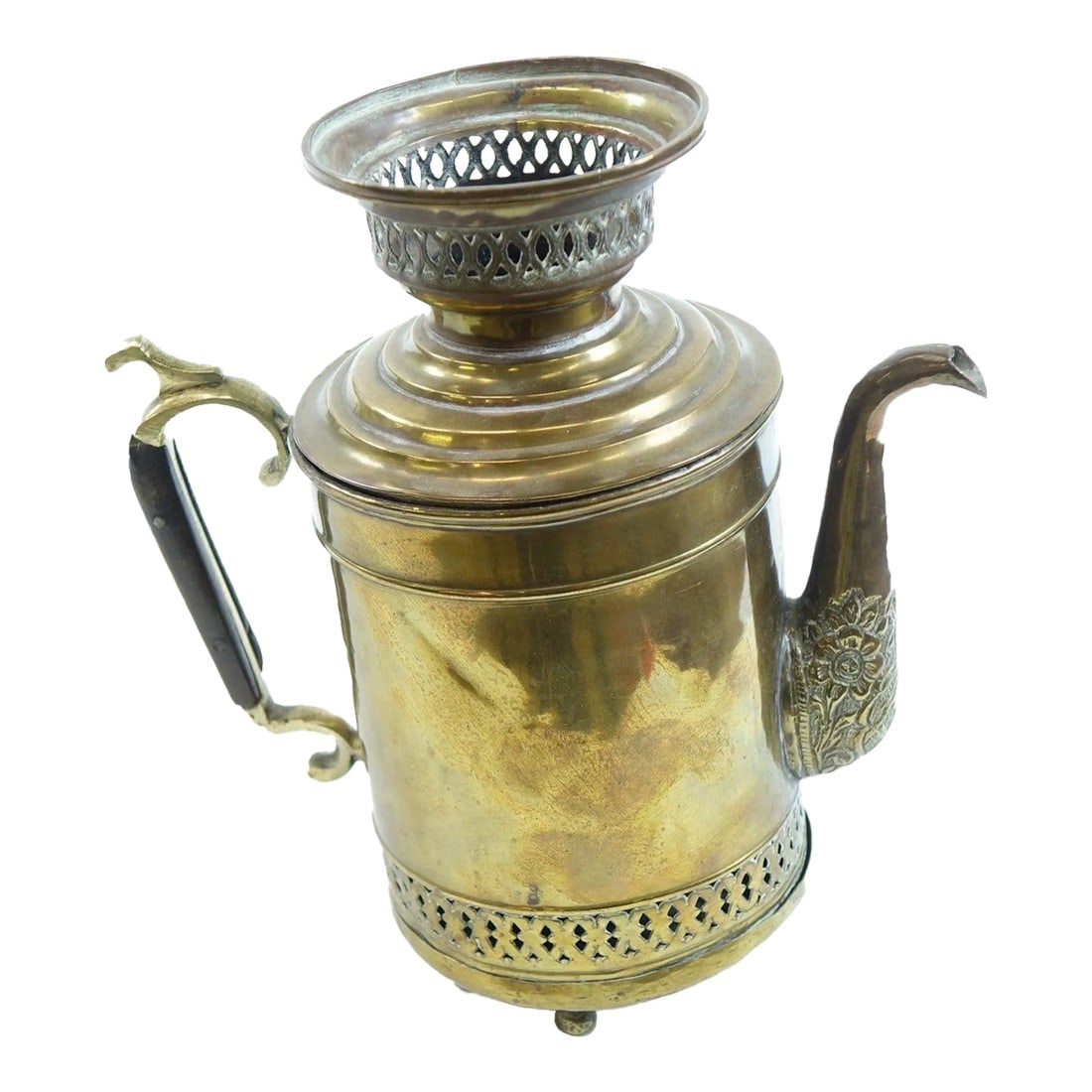 Antique Persian Brass Personal Samovar: Antique Persian Brass Personal Samovar (missing knob) Condition: Alterations: Unknown Imperfections: Some Imperfections Condition Notes: Good condition Dimensions: Height: 8 in. Width: 4 in. Depth: 8