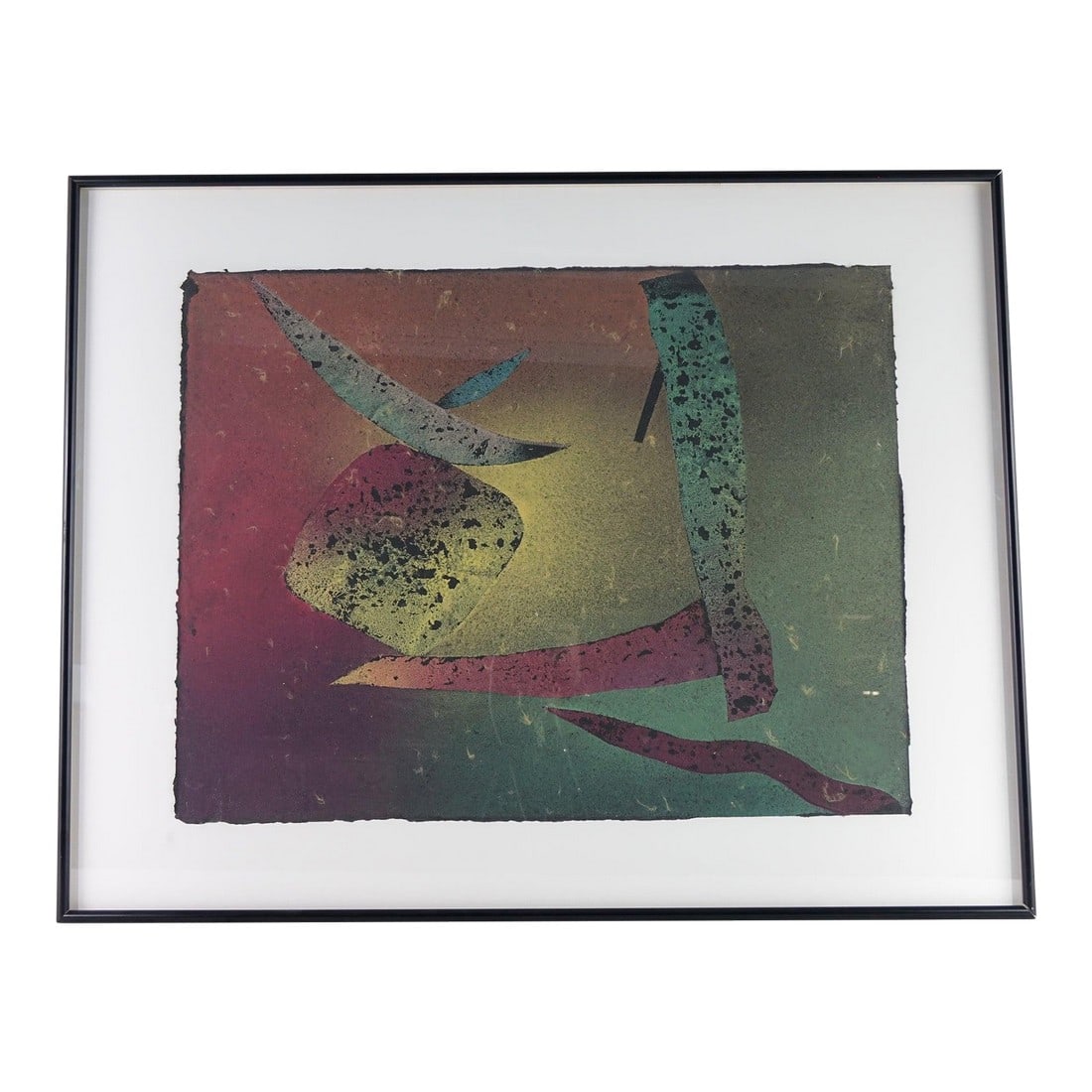Edge of the Gradient - Late 20th Century Original Abstract on Kozo Cotton Artwork, Framed: This original abstract artwork on Kozo paper is a striking visual experience that fuses organic form with atmospheric color. Rendered in a bold modern abstract style, the composition features