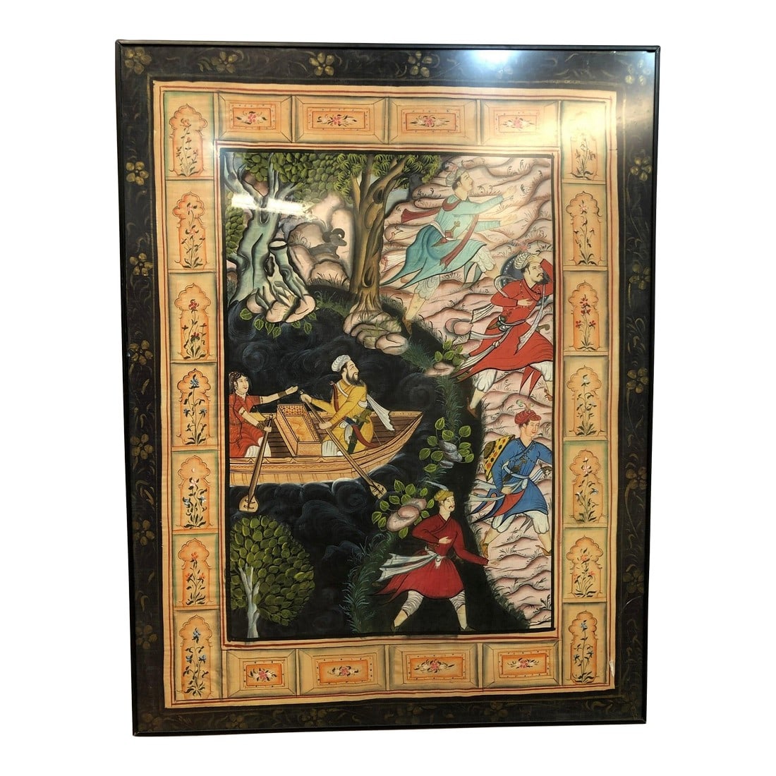 Large Mughal Original Painting – 41" X 32" – Handcrafted Masterpiece: Large Mughal Original Painting – 41" x 32" – Handcrafted Masterpiece Bring timeless elegance and historical grandeur into your space with this stunning original Mughal painting. Measuring