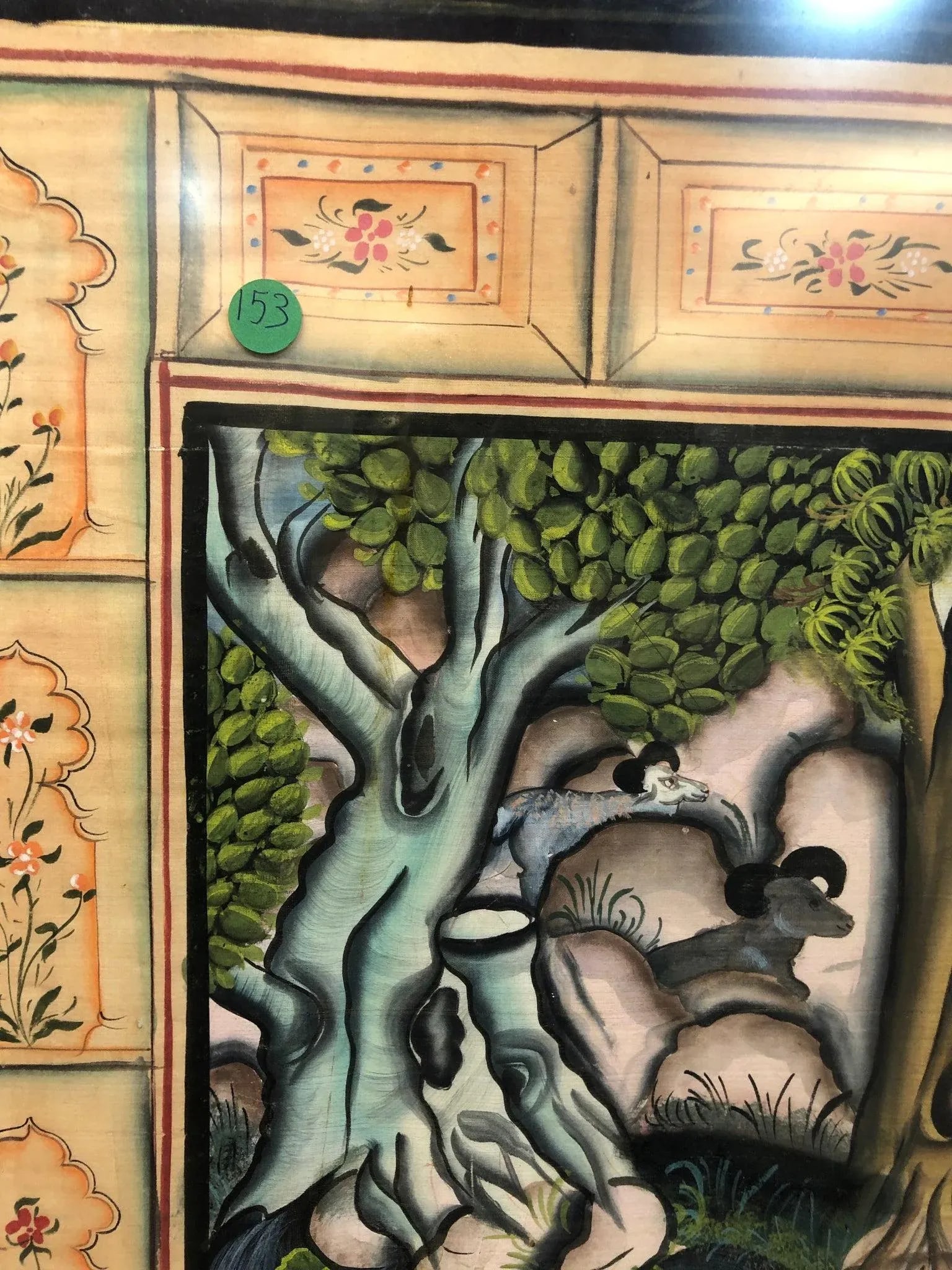 Large Mughal Original Painting – 41" X 32" – Handcrafted Masterpiece - 3
