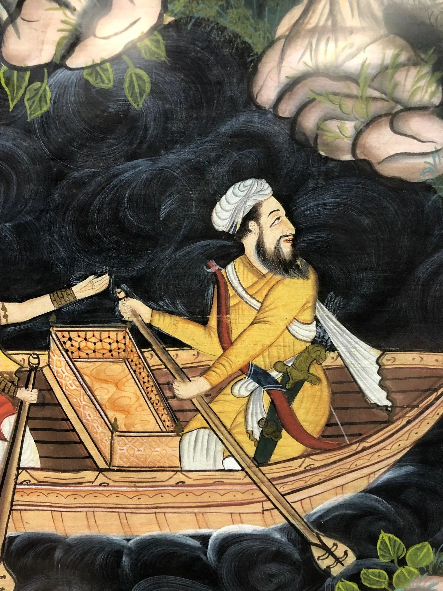 Large Mughal Original Painting – 41" X 32" – Handcrafted Masterpiece - 5