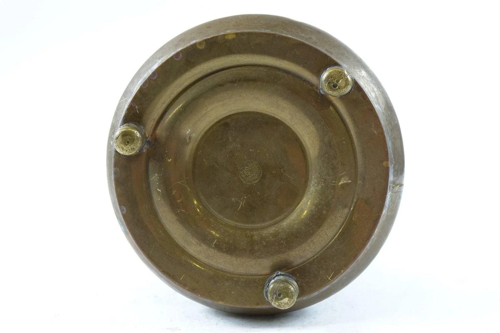 Antique Middle Eastern Tripod Bucket With Marking on the Bottom - 3
