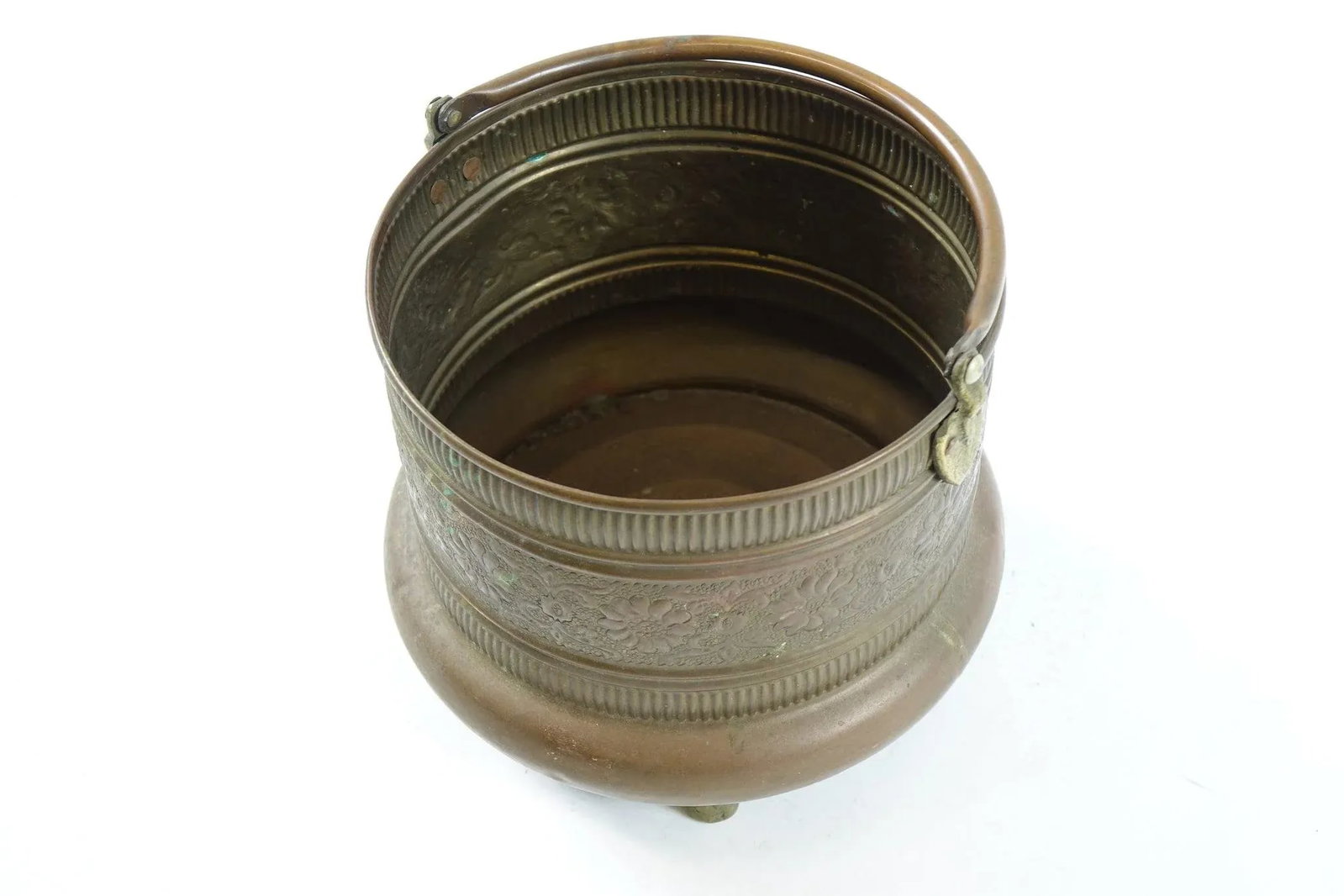 Antique Middle Eastern Tripod Bucket With Marking on the Bottom - 4