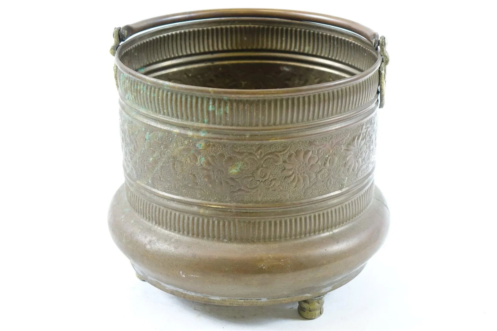 Antique Middle Eastern Tripod Bucket With Marking on the Bottom - 5