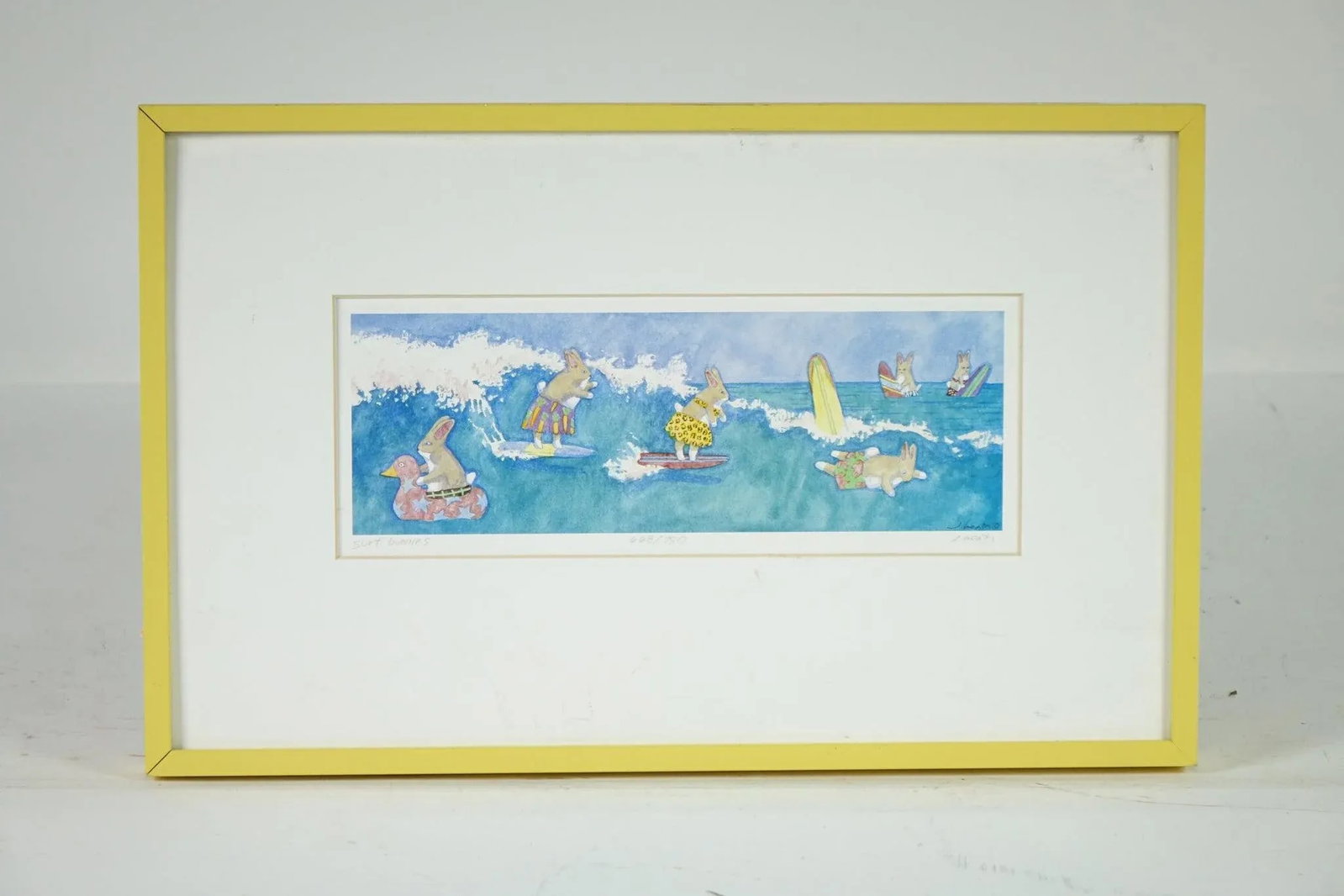 Surfing Bunnies - Lithograph Signed Print - 2