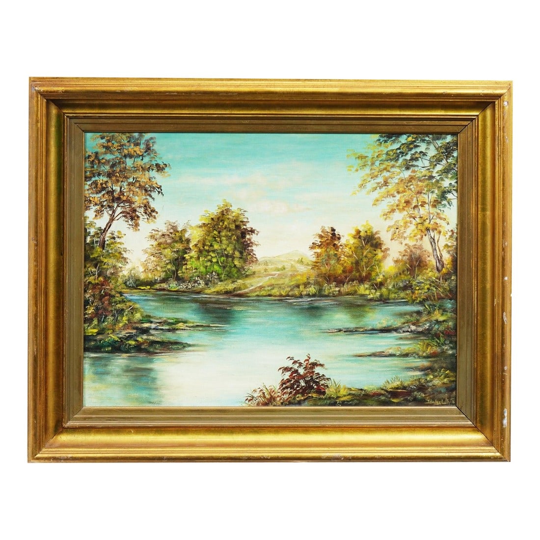 Echoes of a Quiet Day - Mid 20th Century Original Oil on Canvas Signed, Framed (1 of 9)