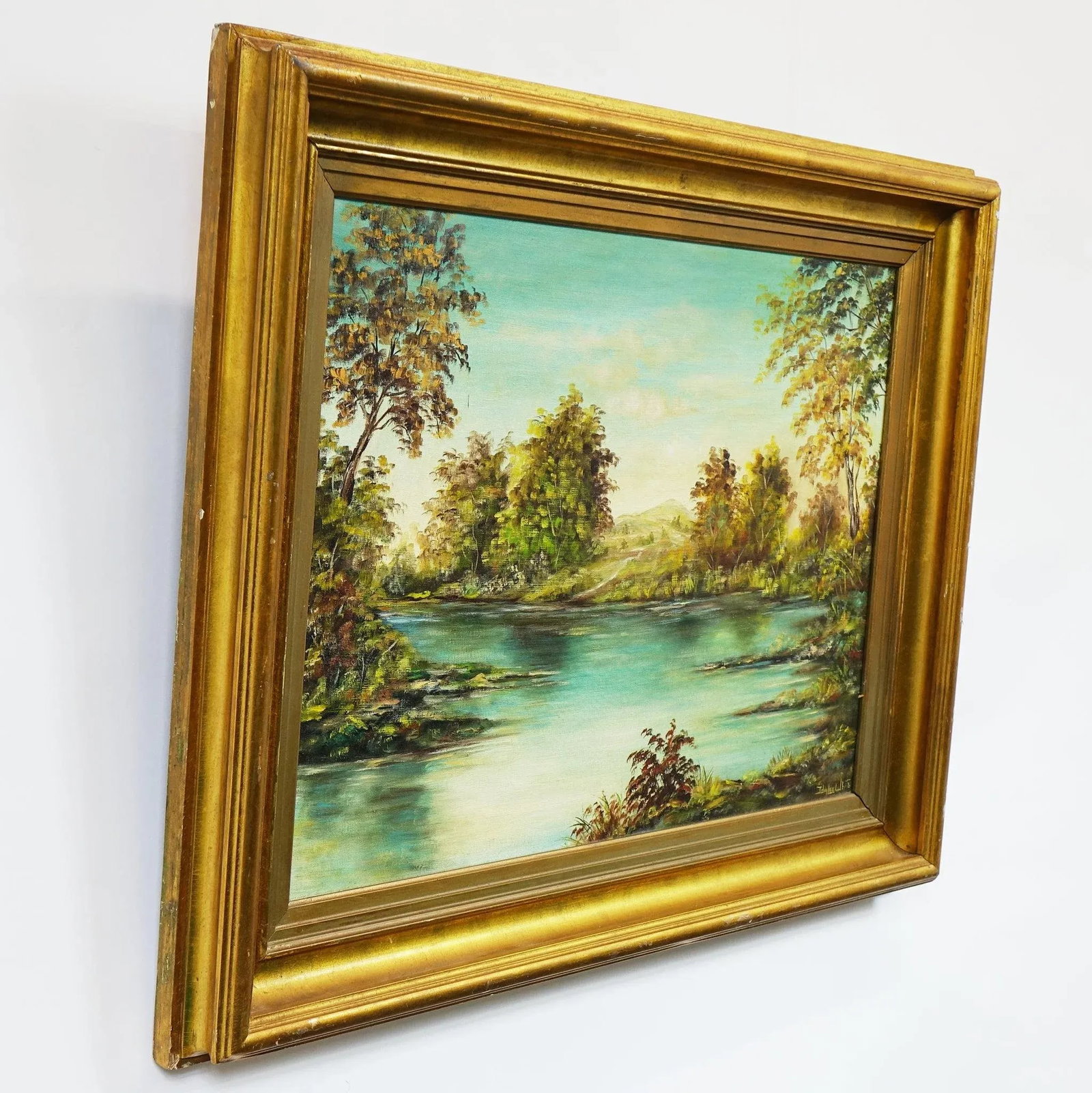 Echoes of a Quiet Day - Mid 20th Century Original Oil on Canvas Signed, Framed - 9