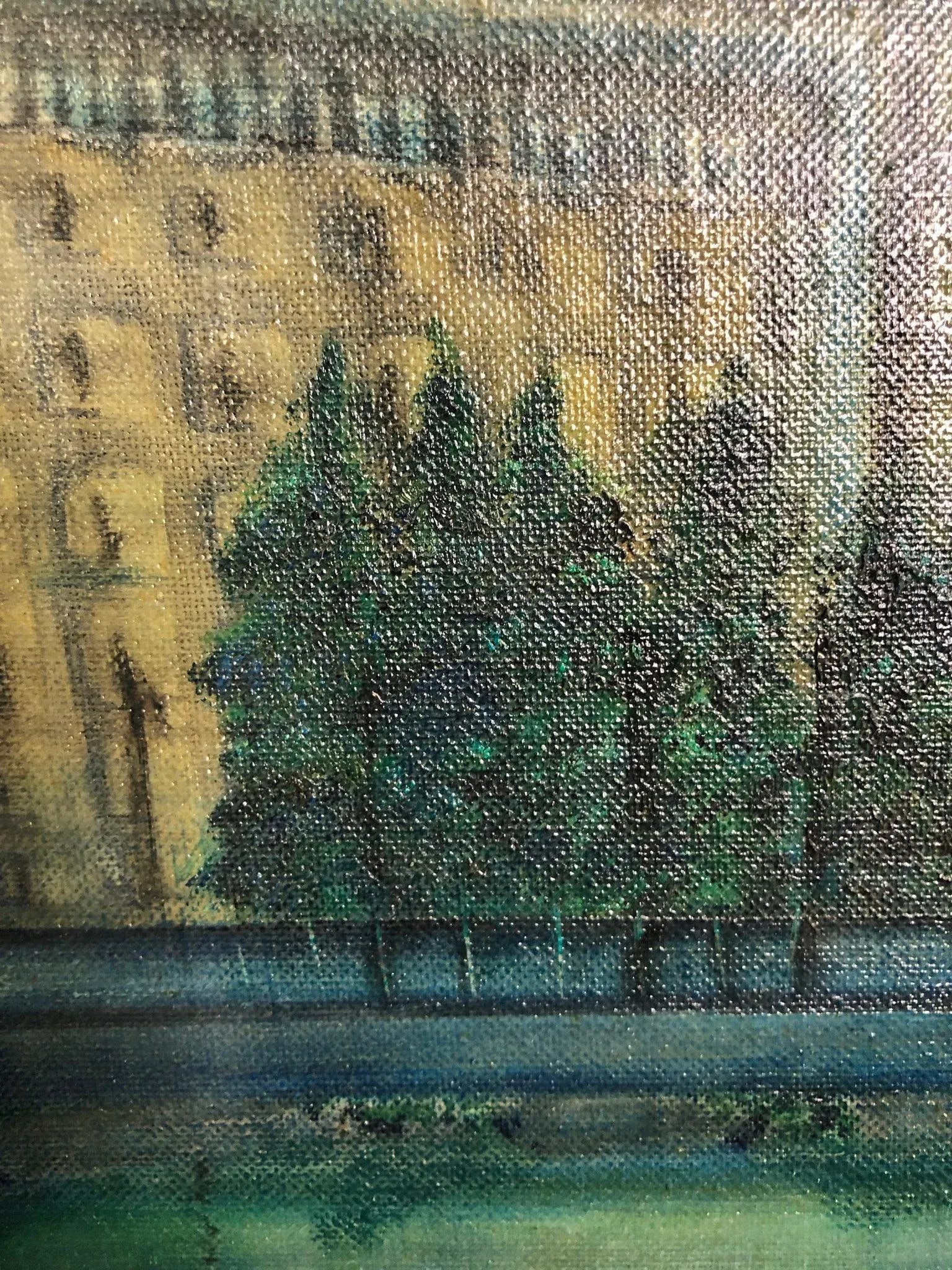 Twilight Over the Canal - Original Oil on Canvas 1968, Signed on the Bottom, Framed - 3