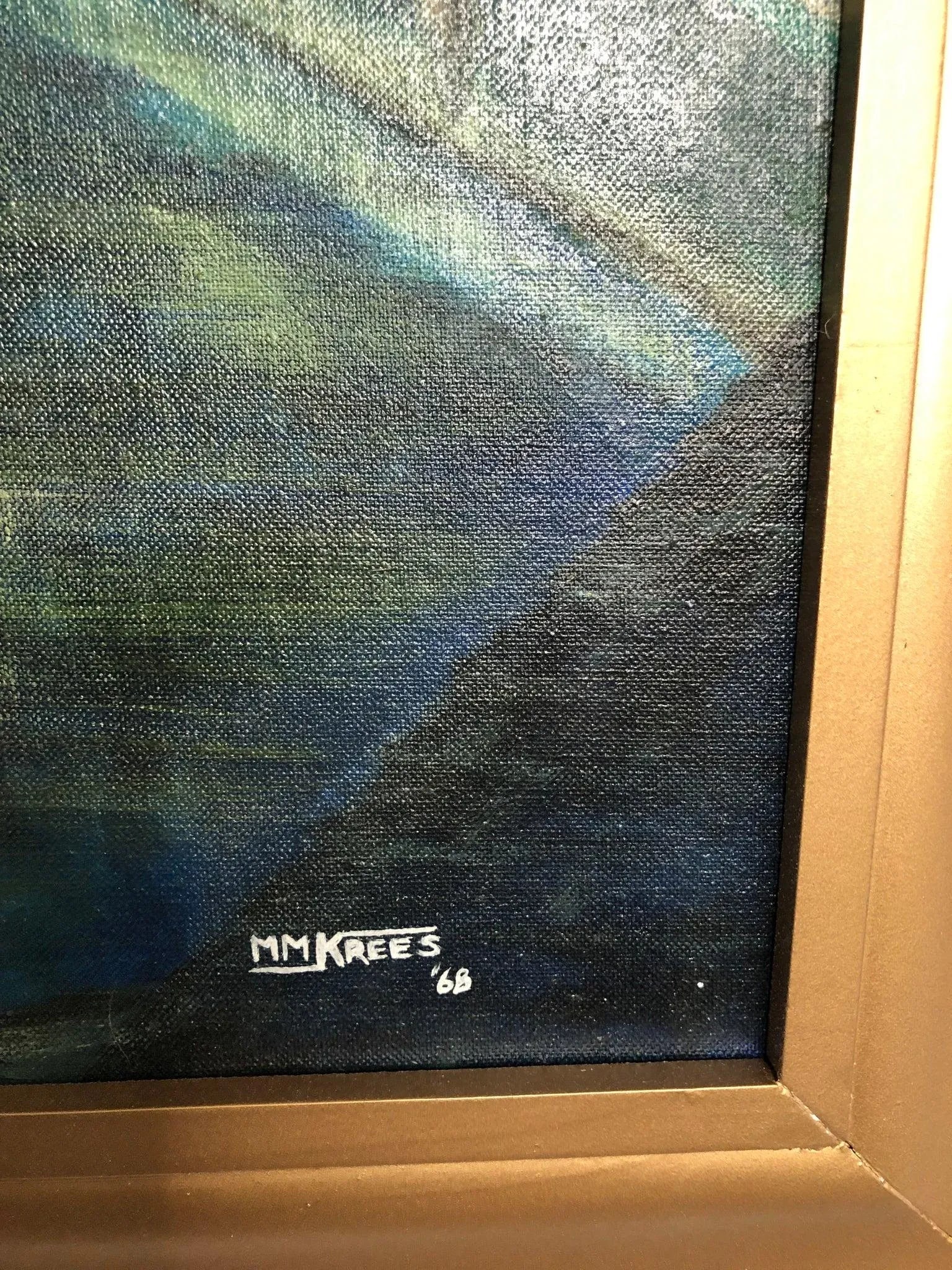 Twilight Over the Canal - Original Oil on Canvas 1968, Signed on the Bottom, Framed - 4
