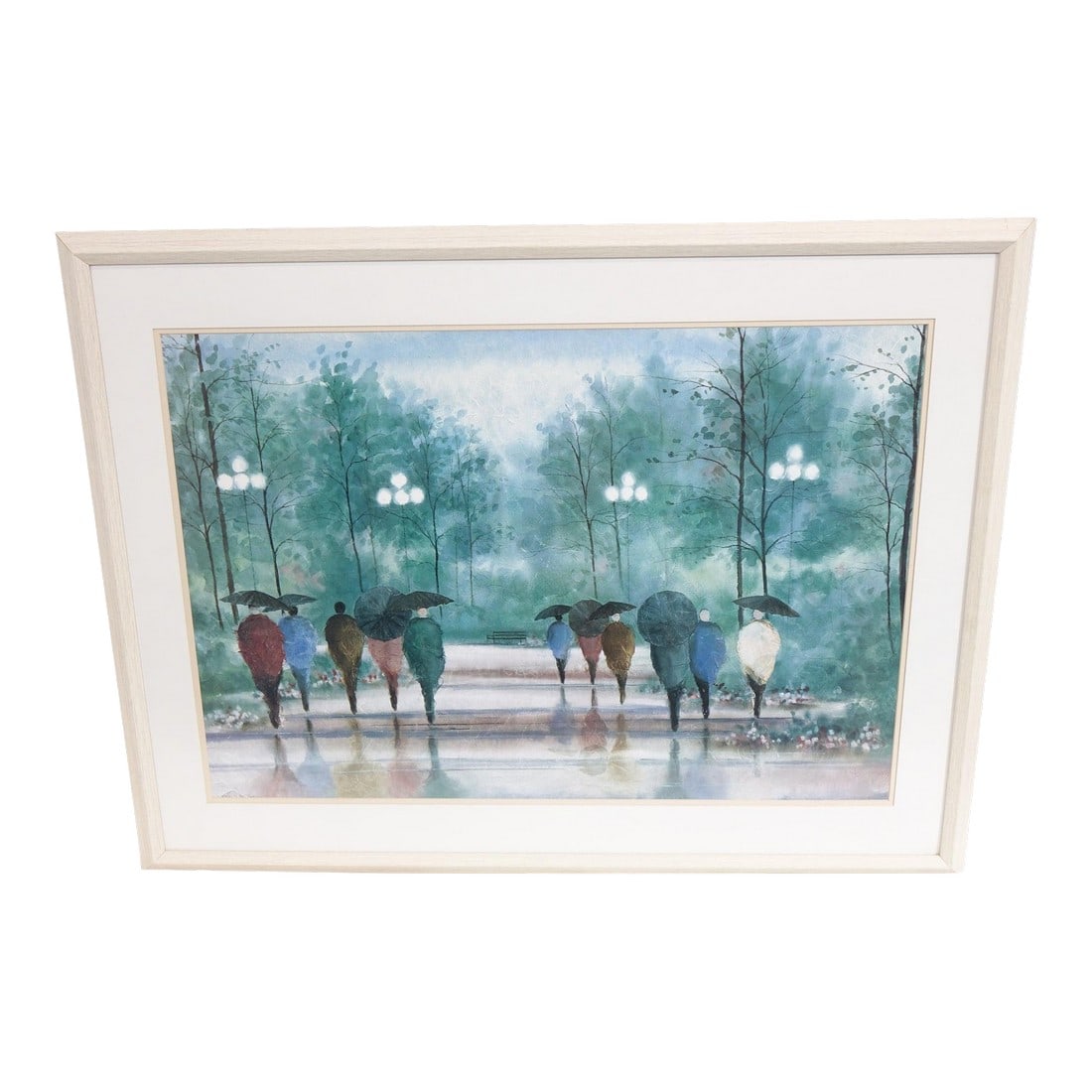 Late 20th Century A Walk in the Rain Original Watercolor on Paper Signed, Framed: A Walk in the Rain, Original Watercolor on Paper, Signed - 43" x 33" Condition: Alterations: Unknown Imperfections: Some Imperfections Condition Notes: Good condition Dimensions: Height: 33 in.