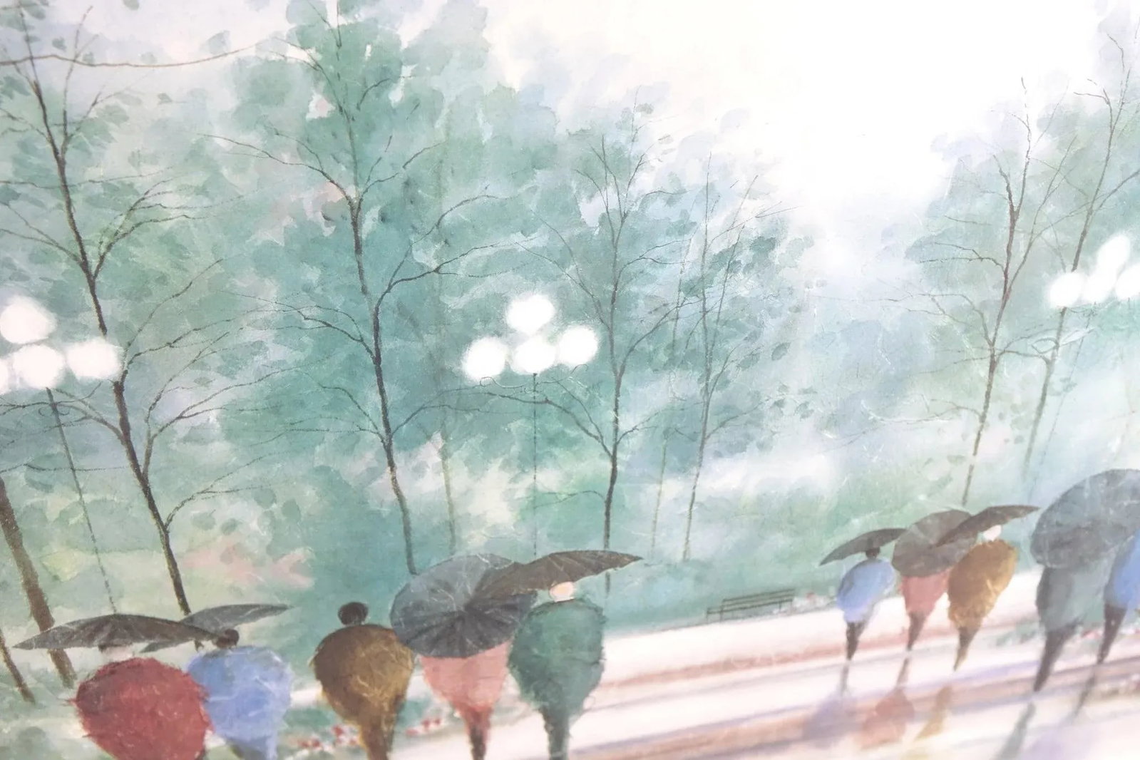 Late 20th Century A Walk in the Rain Original Watercolor on Paper Signed, Framed - 4