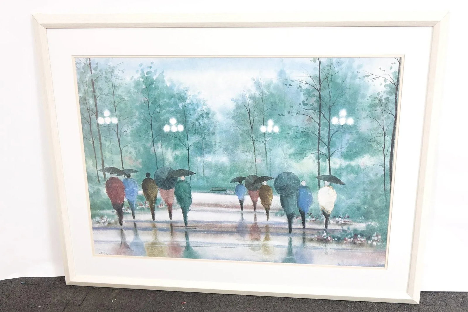 Late 20th Century A Walk in the Rain Original Watercolor on Paper Signed, Framed - 5