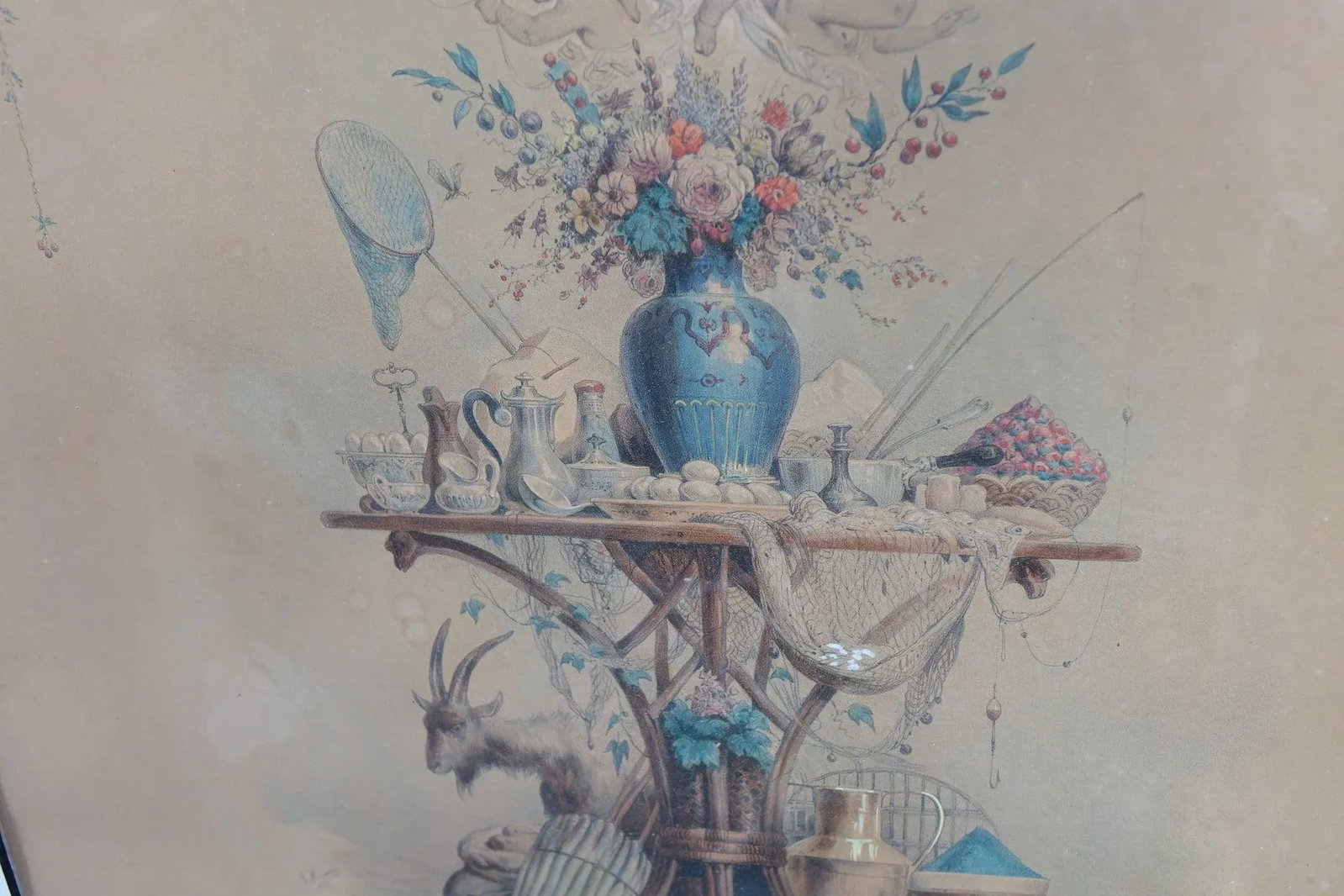 19th Century Still Life Painting with Pencil Signed Original, Framed - 3