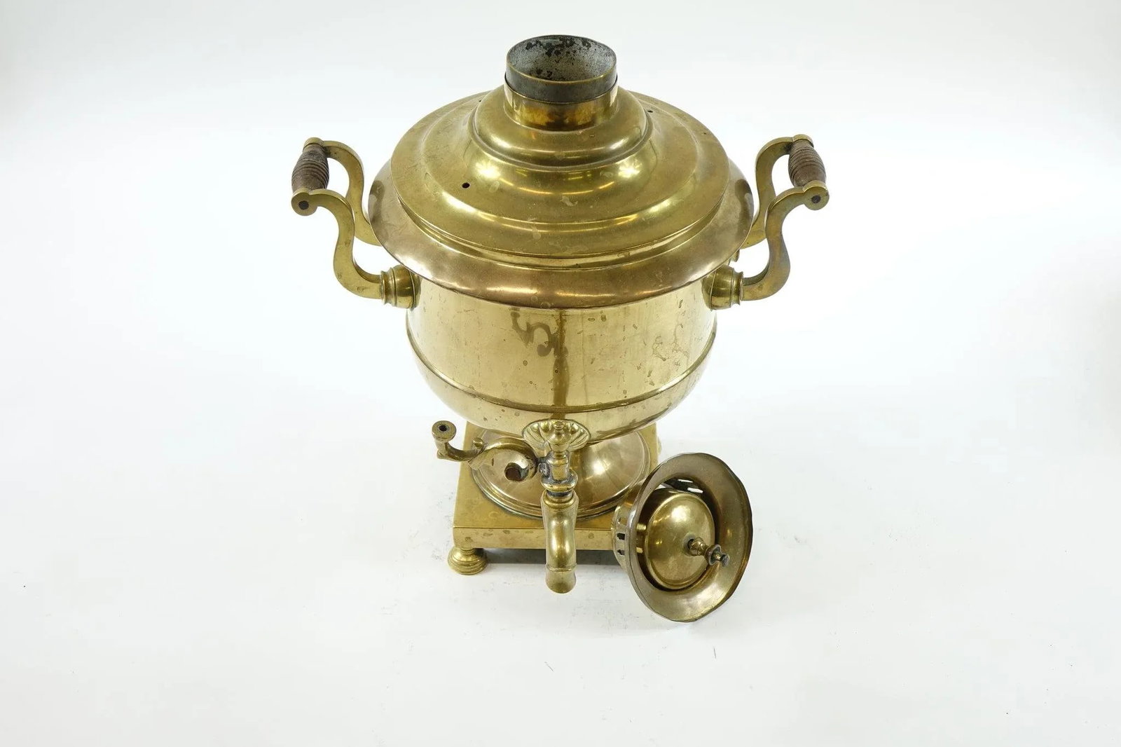 Antique Brass Samovar 19th Century With Stamps Missing Top Knobs - 6