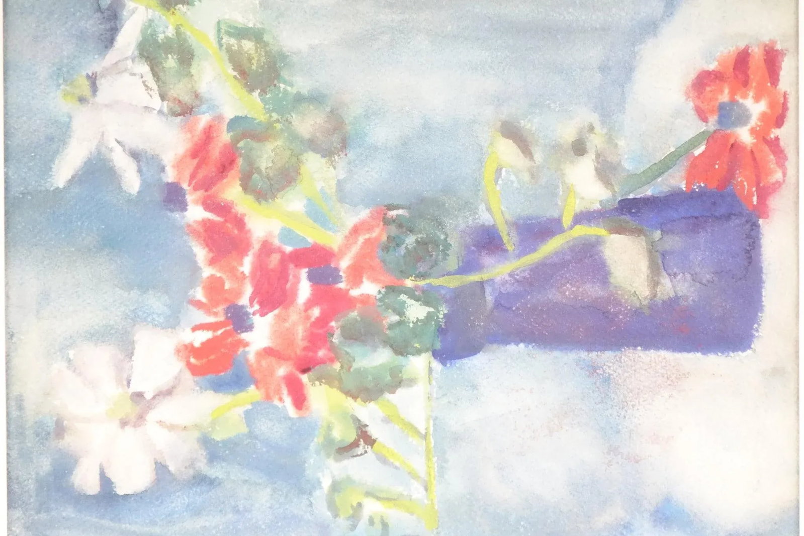 Flowers Vase Original Watercolor on Watercolor Paper - 2