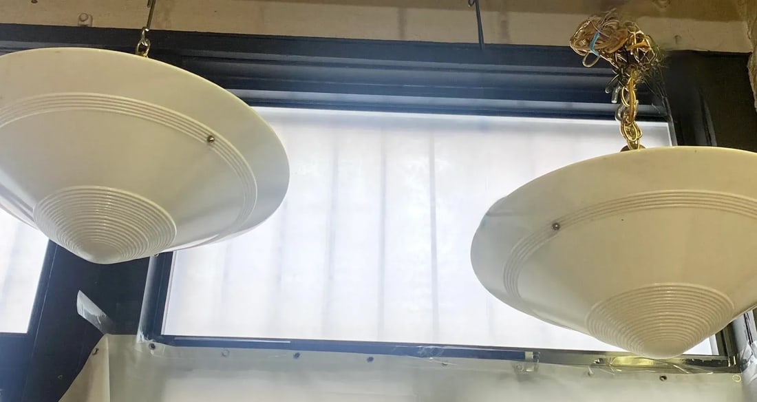 Pair of Westmoreland Deco Milk Glass Shades-Pair of 2 - 2