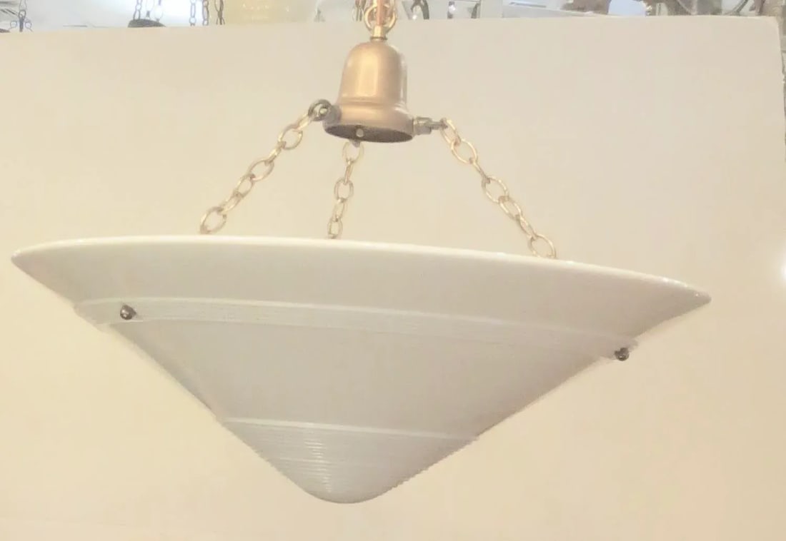 Pair of Westmoreland Deco Milk Glass Shades-Pair of 2 - 4