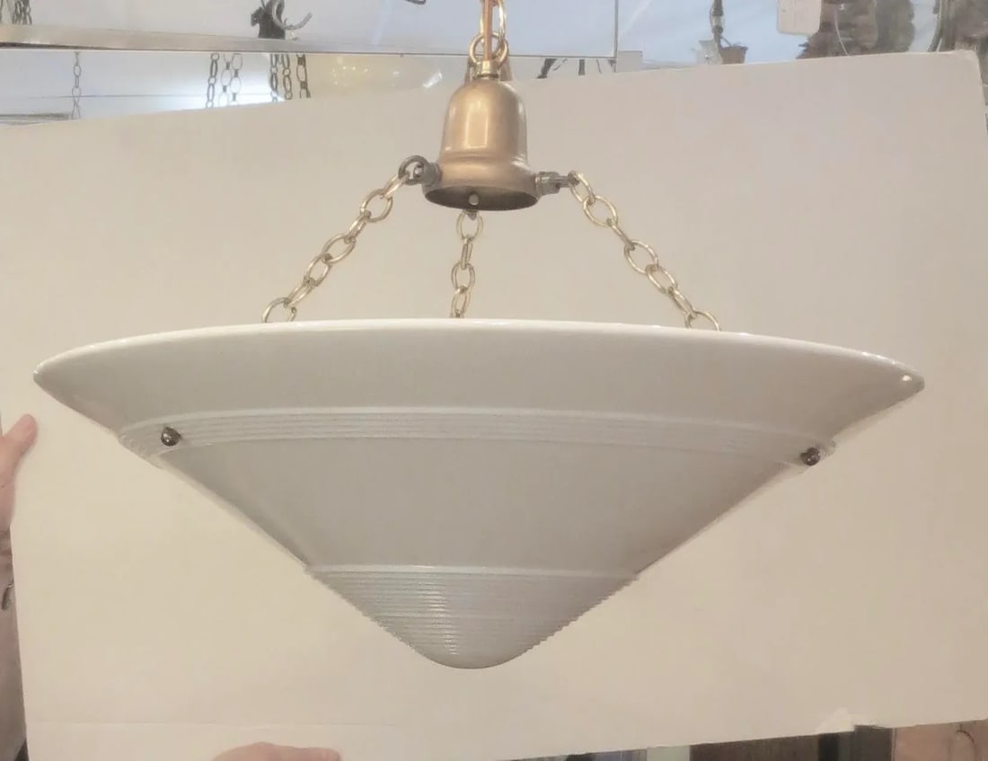 Pair of Westmoreland Deco Milk Glass Shades-Pair of 2 - 5