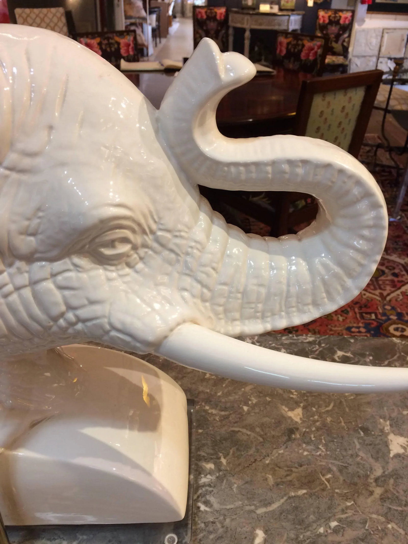 Sculptural Mid-Century Modern Ceramic Elephant Bust Table Lamps - a Pair - 3