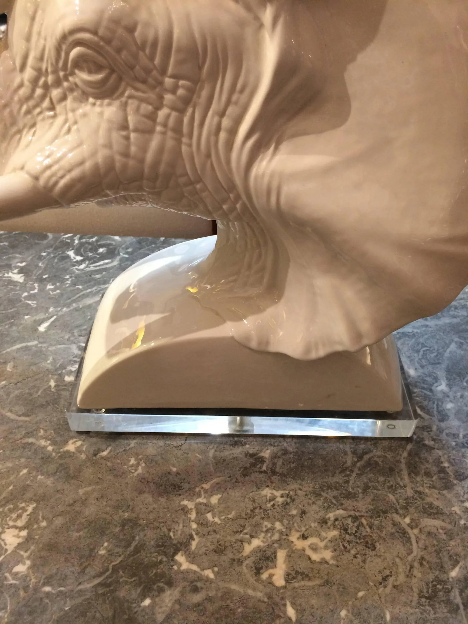 Sculptural Mid-Century Modern Ceramic Elephant Bust Table Lamps - a Pair - 5