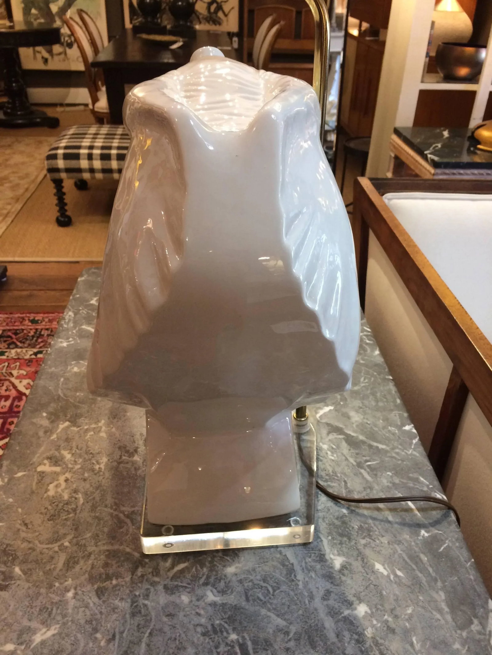 Sculptural Mid-Century Modern Ceramic Elephant Bust Table Lamps - a Pair - 6