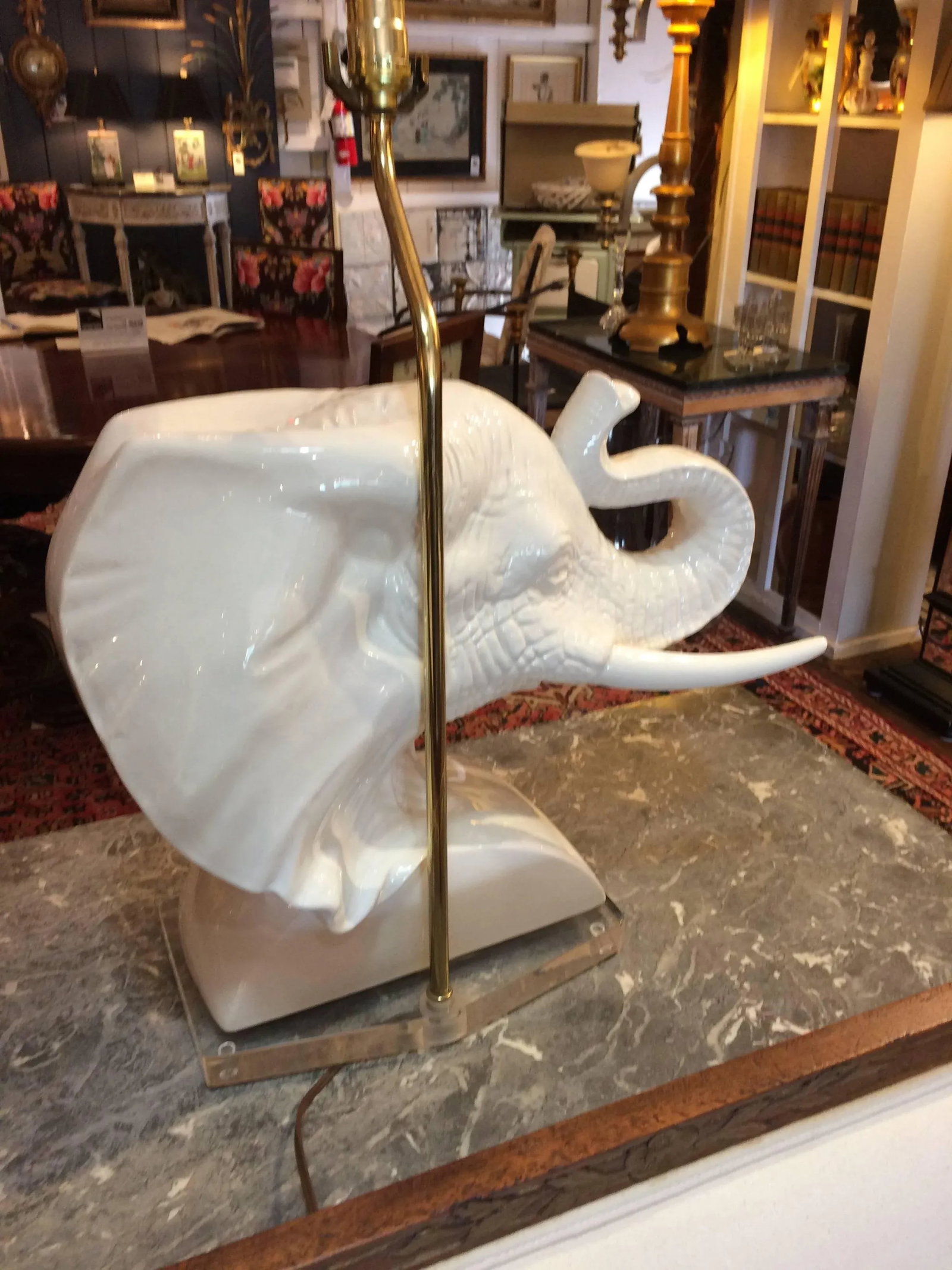 Sculptural Mid-Century Modern Ceramic Elephant Bust Table Lamps - a Pair - 7