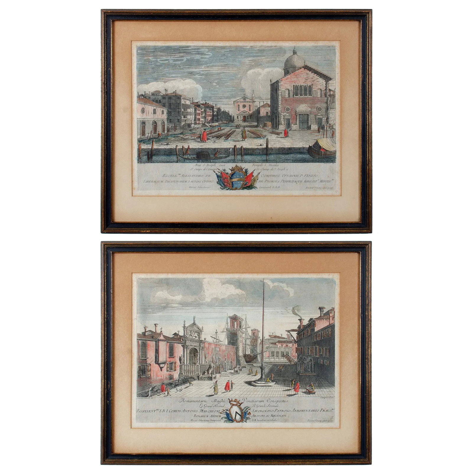 Italian Prints, Views of Venice Engravings by Marco Sebastiano Giampiccoli - a Pair - 8