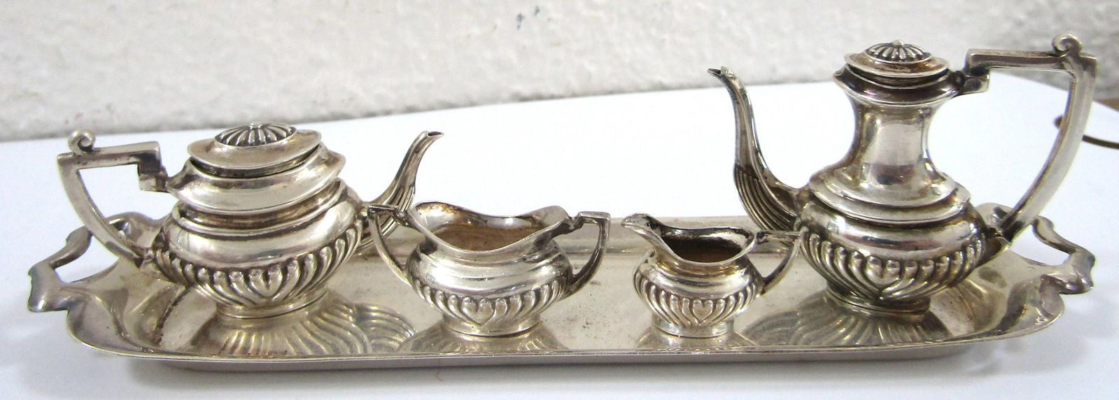 1930s English Art Deco Sterling Silver Miniature Coffee Tea Service- 5 Pieces - 2