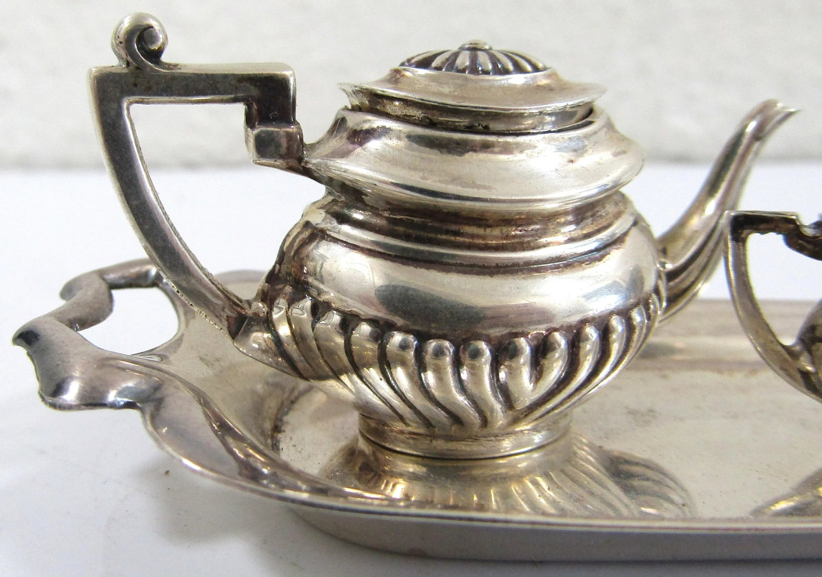 1930s English Art Deco Sterling Silver Miniature Coffee Tea Service- 5 Pieces - 6