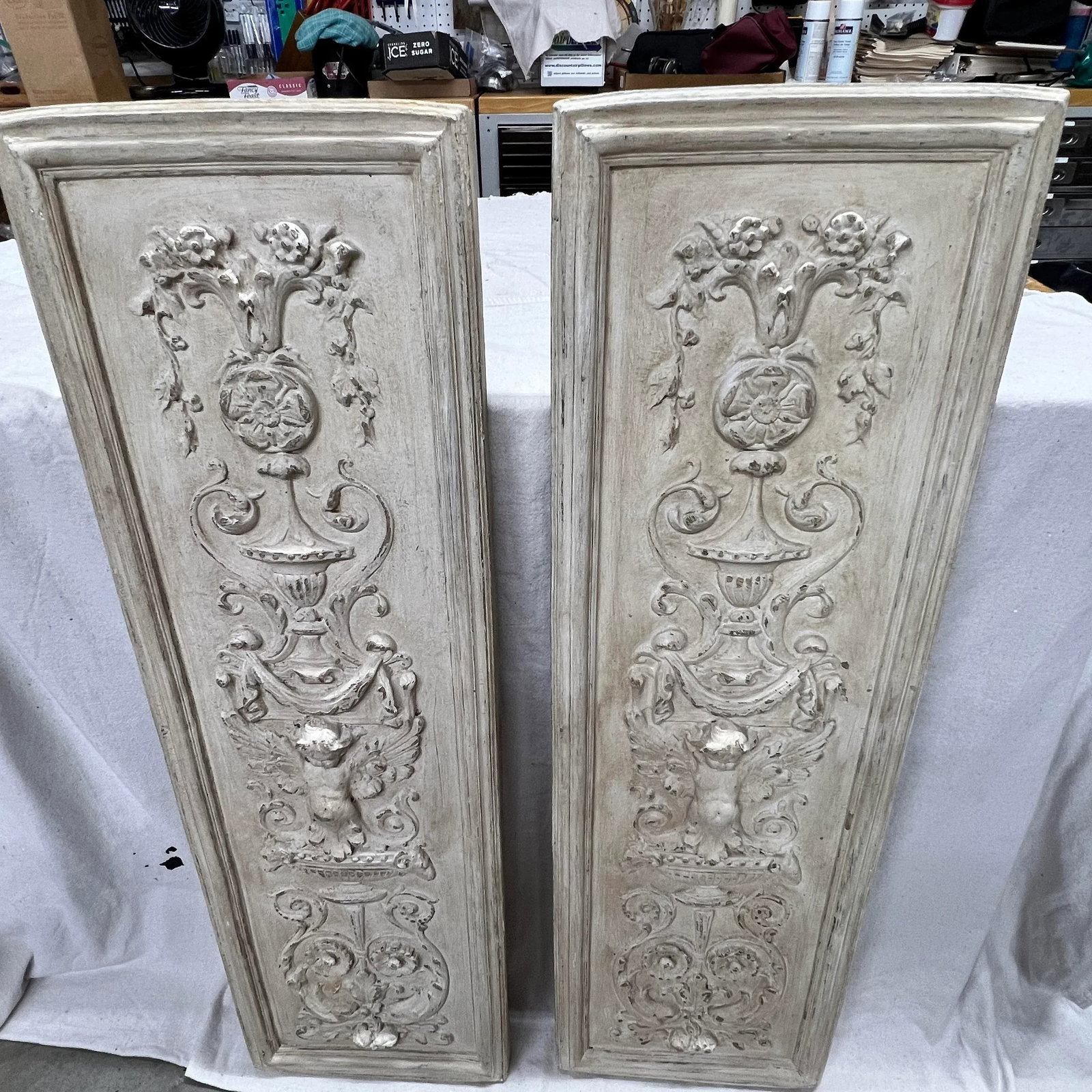Vintage Regency Style Plaster Mold Cherub Panels- a Pair - 2