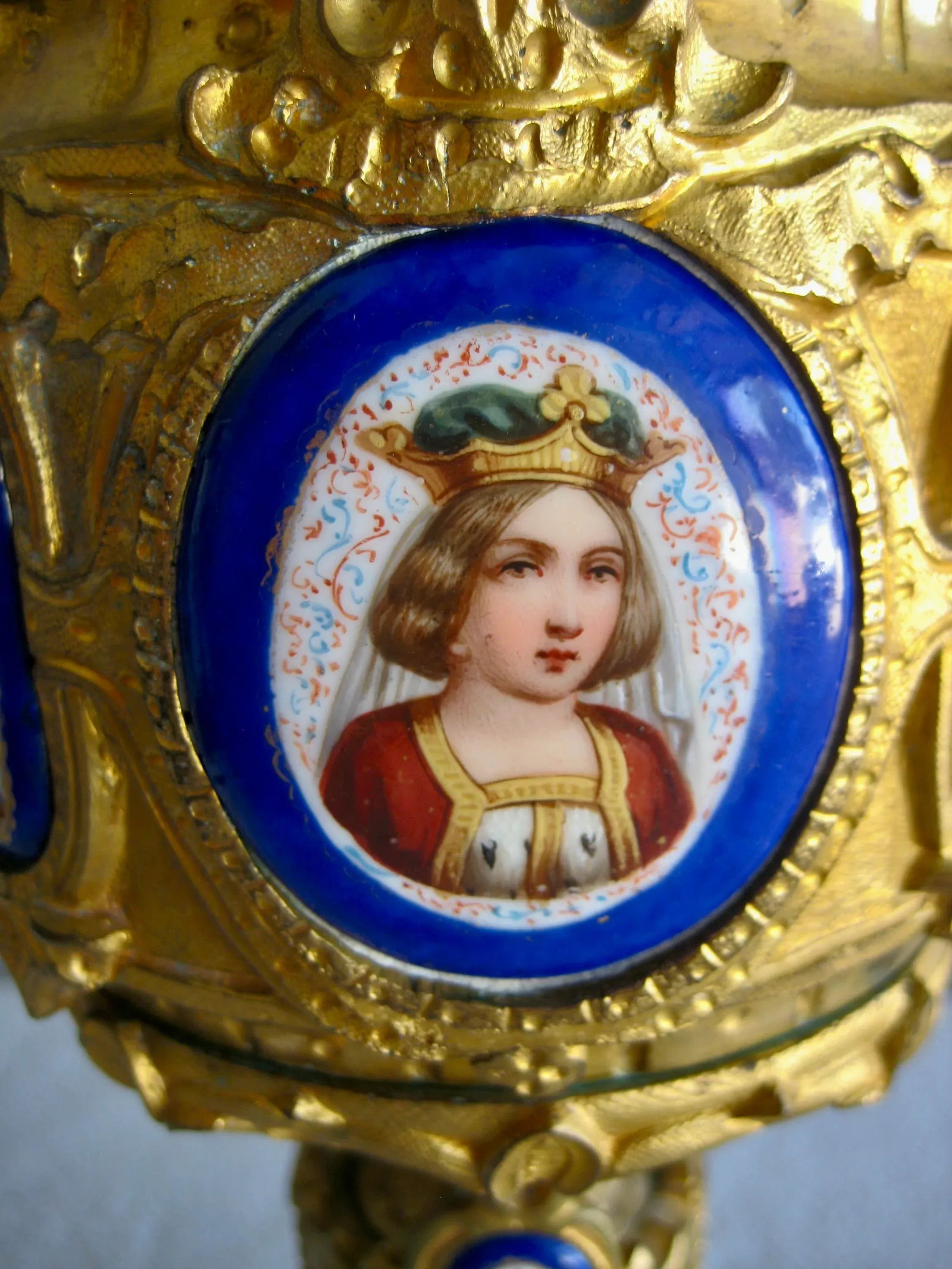French Neo Gothic Bronze and Sevres Style Plaques Jewelry Box Late 18 Hundreds - 4